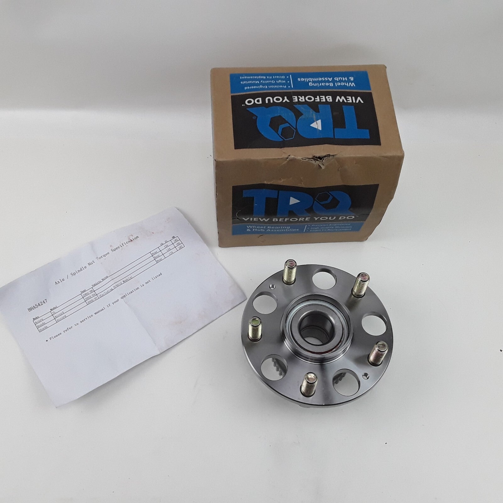 TRQ BHA54247 Rear Wheel Bearing & Hub Assembly For Honda Accord Acura TL 2003-08