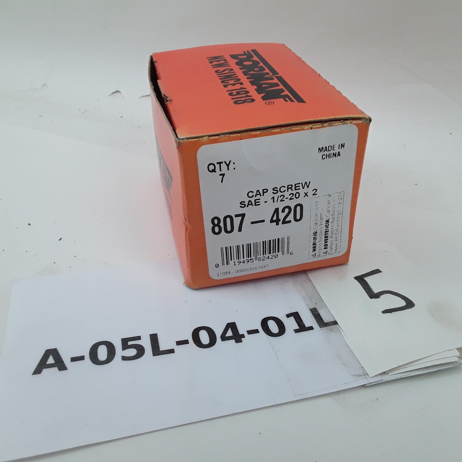 Multipurpose Car Truck Bolt Cap Screw-Hex Head-Grade 5- 1/2-20 x 2 In Pack of 7