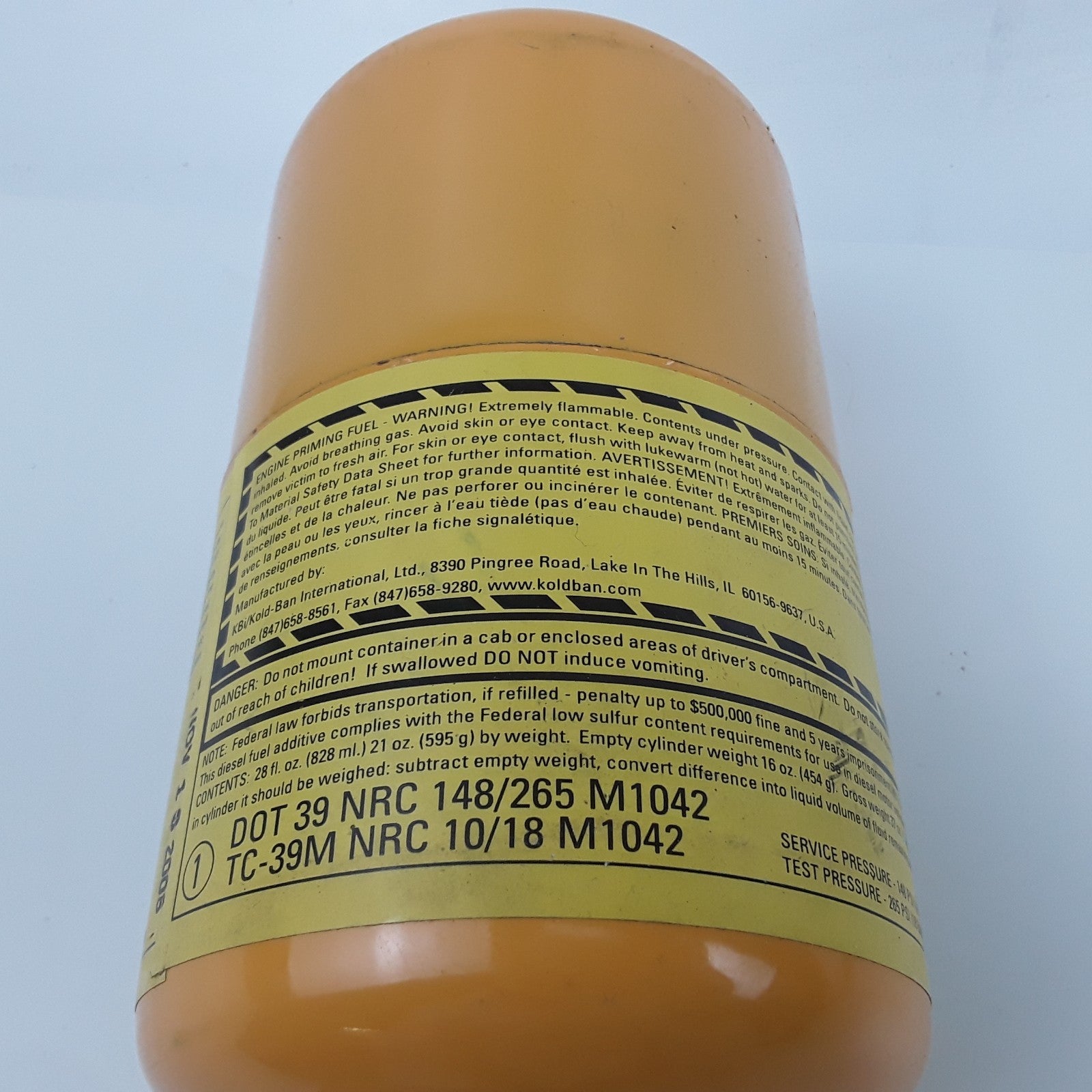 KBi Dieselmatic Single Ether Engine Priming Fuel Cylinder For Turn Key Starts