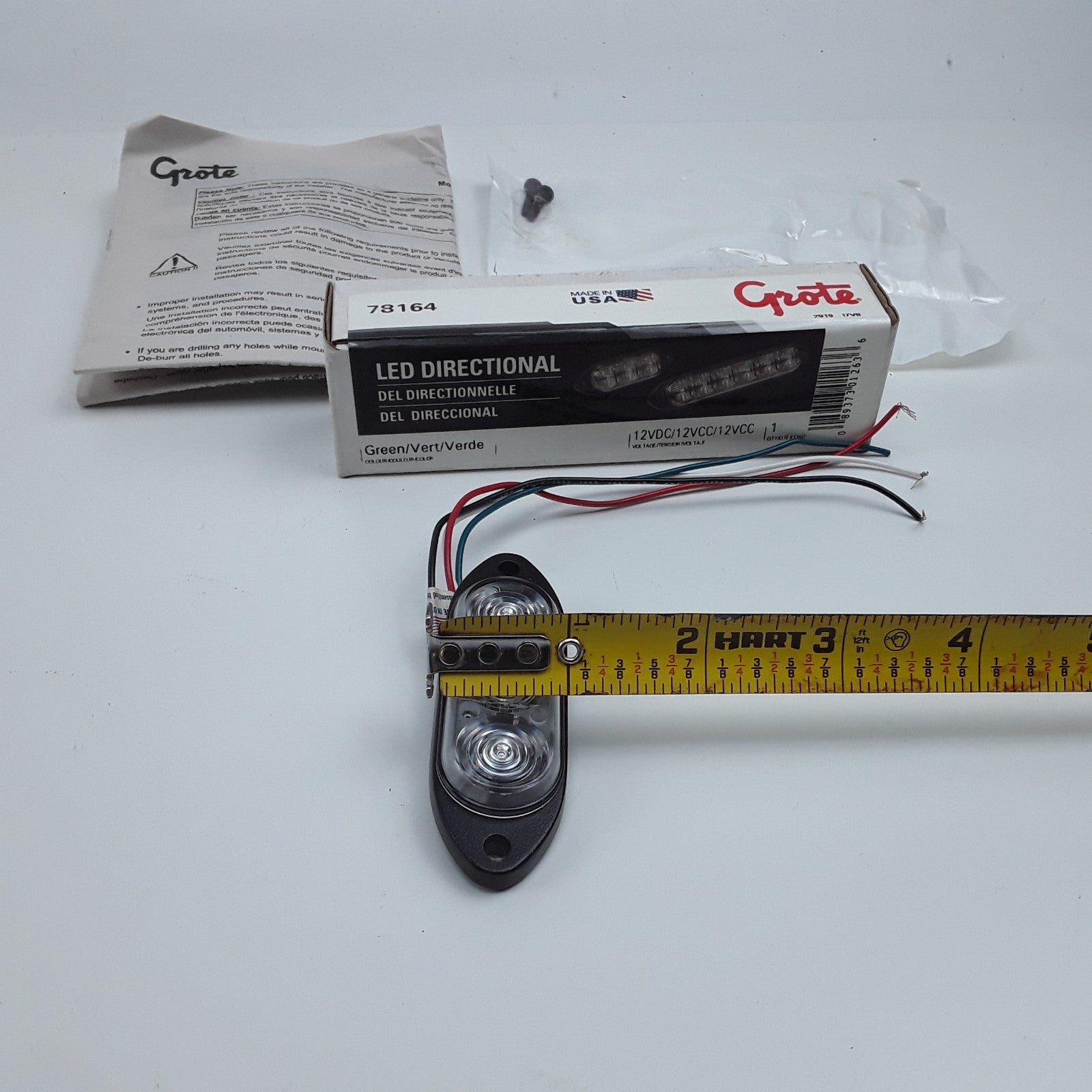 Grote 78164 LED Directional Warning Lights Surface Mount Assembly Green 3-Diode