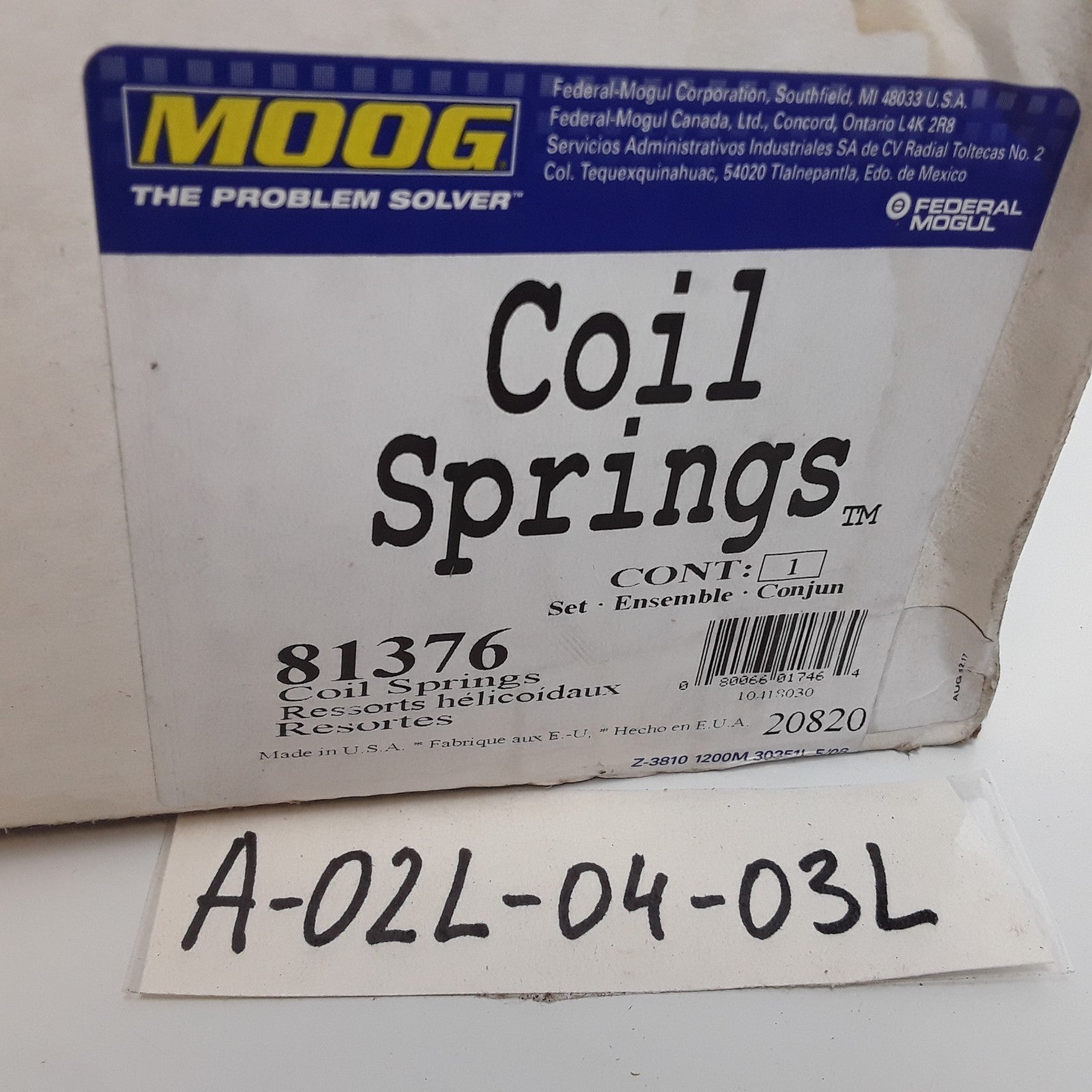 Moog 81376 Front Coil Spring Set Fits Mitsubishi Galant (2004 2005 2006-2010)