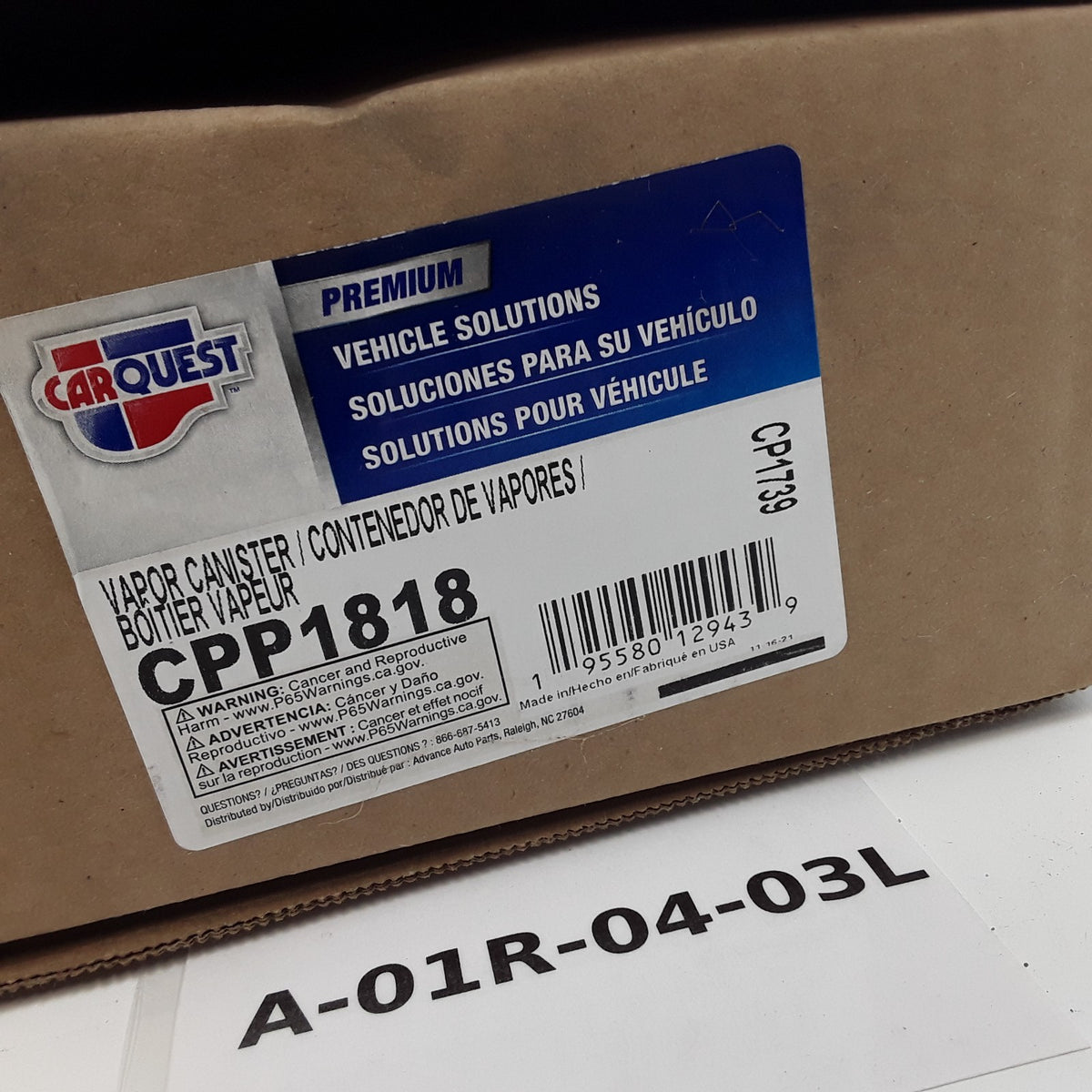 Carquest CPP1818 Fuel Vapor Canister Fits Toyota Matrix Pontiac Vibe (2009β2010)