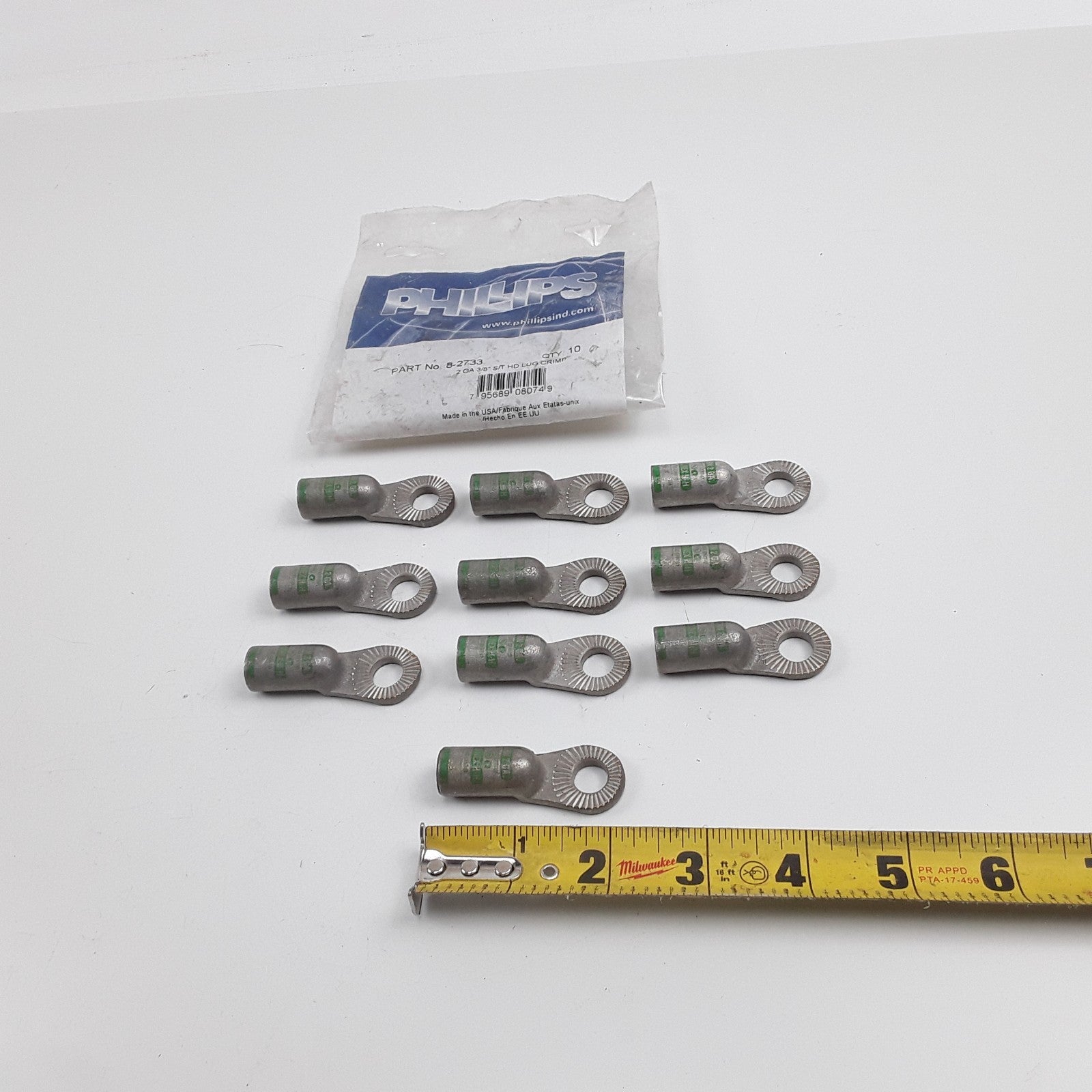 2 GA 3/8" Inches S/T HD Wire Connector Ring Terminals Cable Lug Crimp Pack of 10