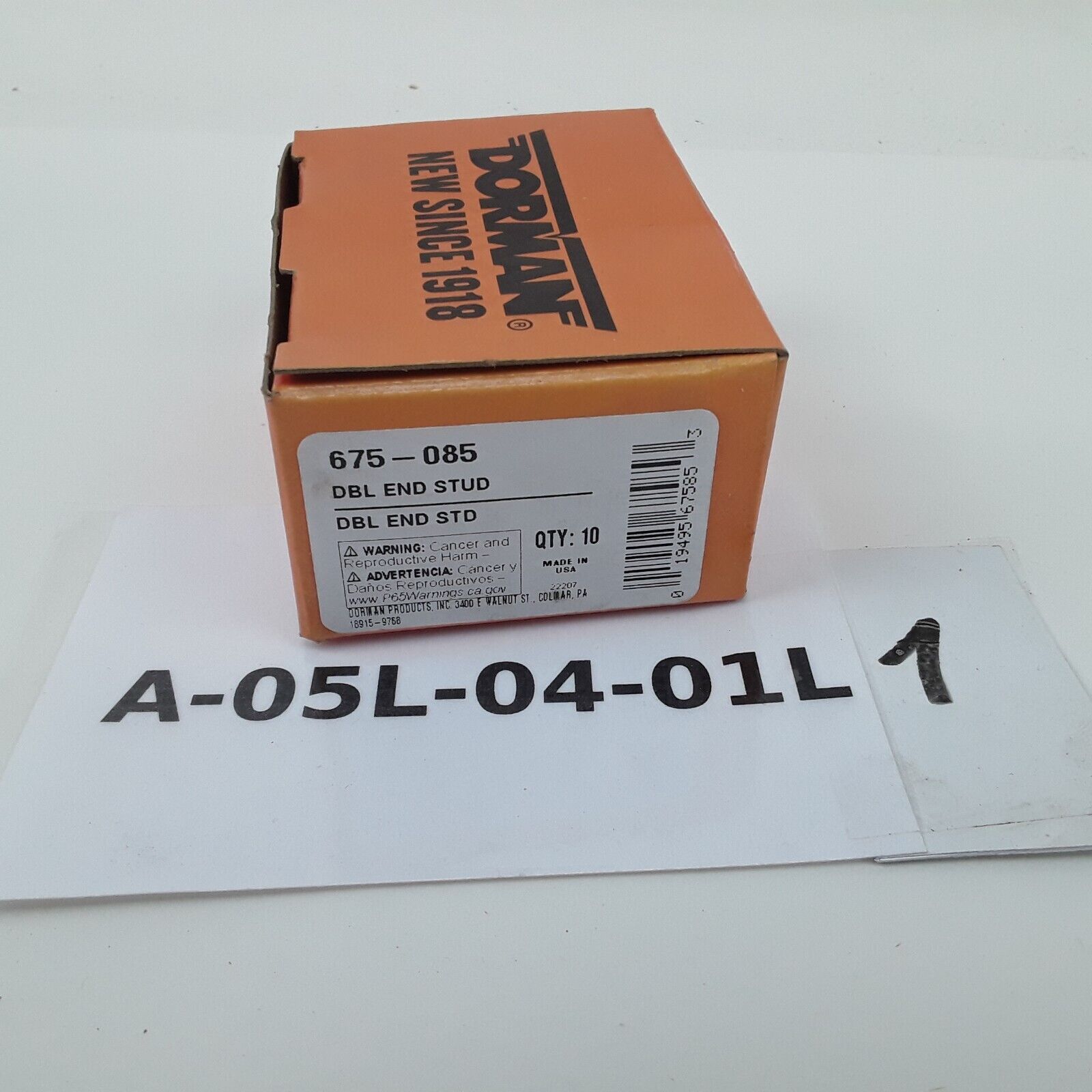 Double Ended Stud Steel - 1/4-20 x 1/2 In. and 1/4-28 x 1/2 In Pack of 10