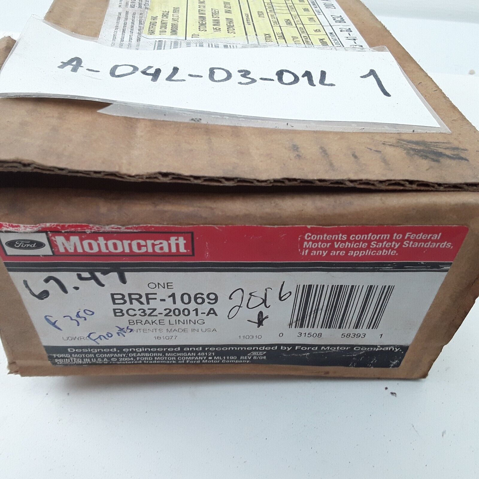 Ford BC3Z-2001-A Brake Lining Kit Pads Front F-250 & F-350 Super Duty 2011 2012
