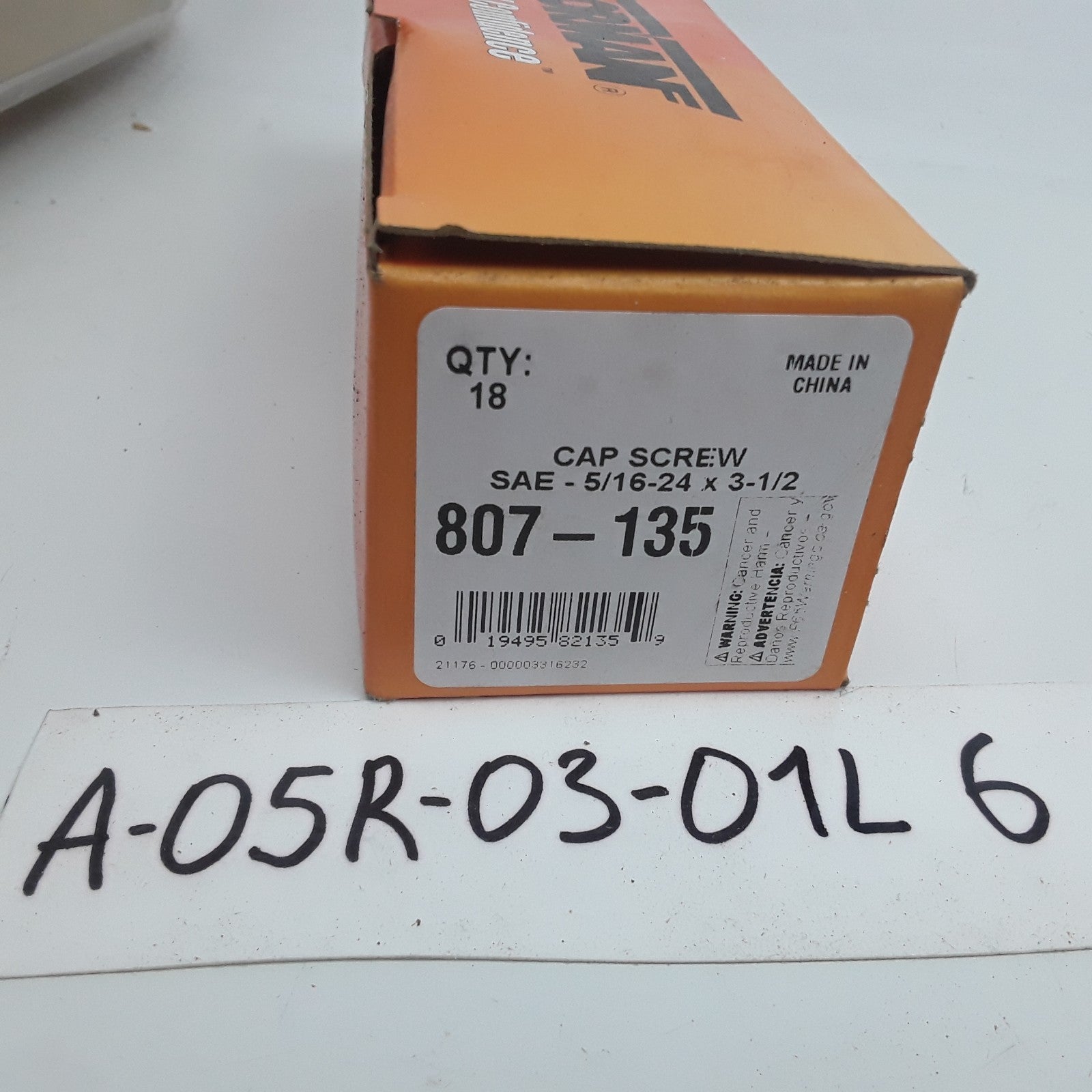Dorman 807-135 Cap Screw-Hex Steel Head-Grade 5- 5/16-24 x 3-1/2 in Set of 18