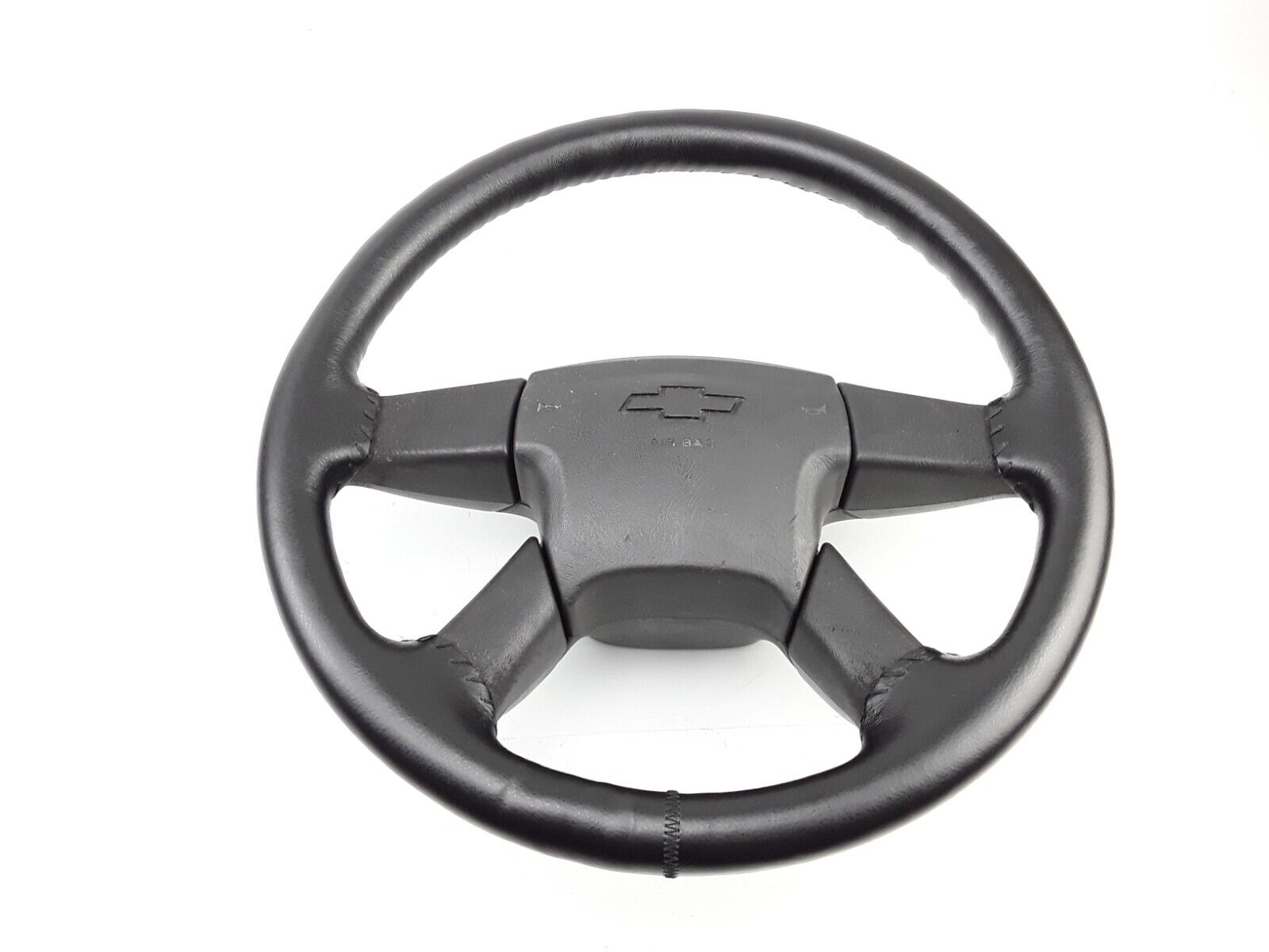 Car Truck Black Leather Steering Wheel Skin Cover 3-5/8" Grip, 14.5-15.5" D - HotCarParts