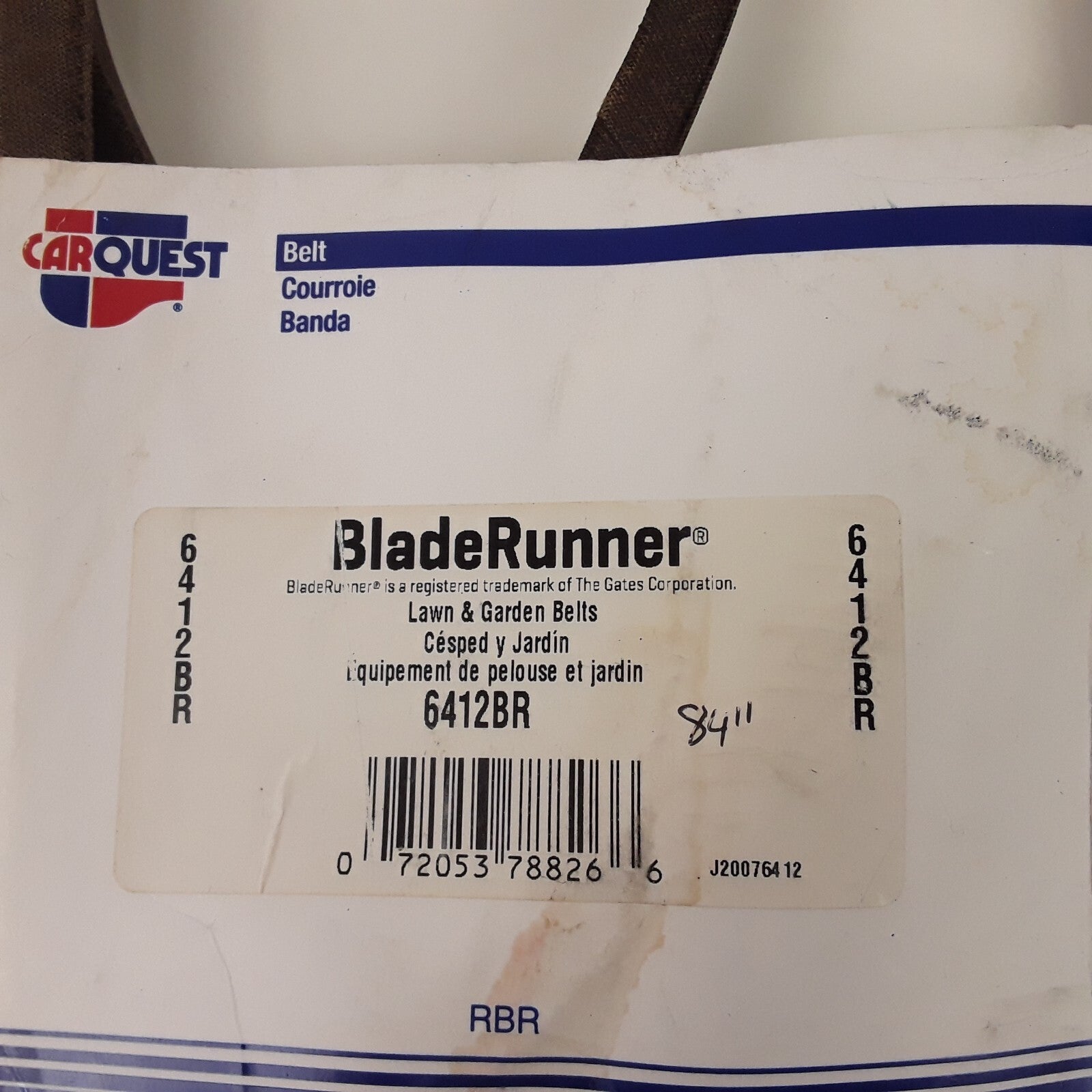 Carquest 6412BR Blade Runner Lawn and Garden Equipment Belt EPDM 84in