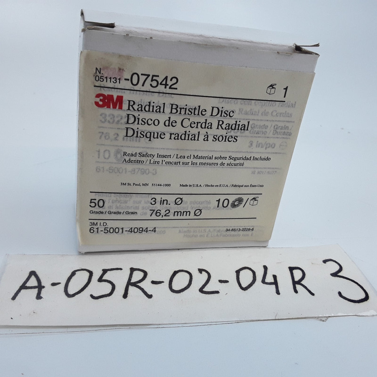 3M 07542 Discs Radial Bristle 50 Grade Size 3 in 76.2mm Box of 10