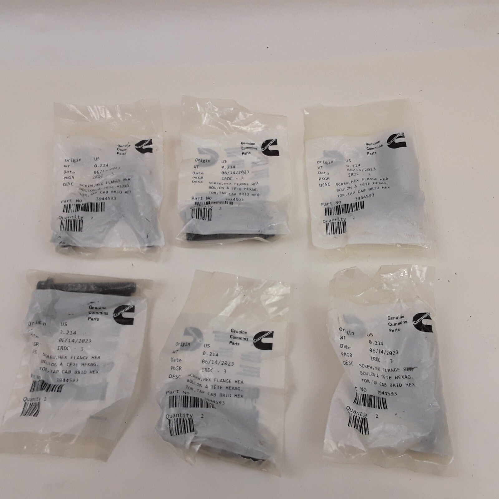 2 Cummins 3944593 Multi-Purpose Hexagon Flange Head Cap Screw BS3 5.9L B Engine