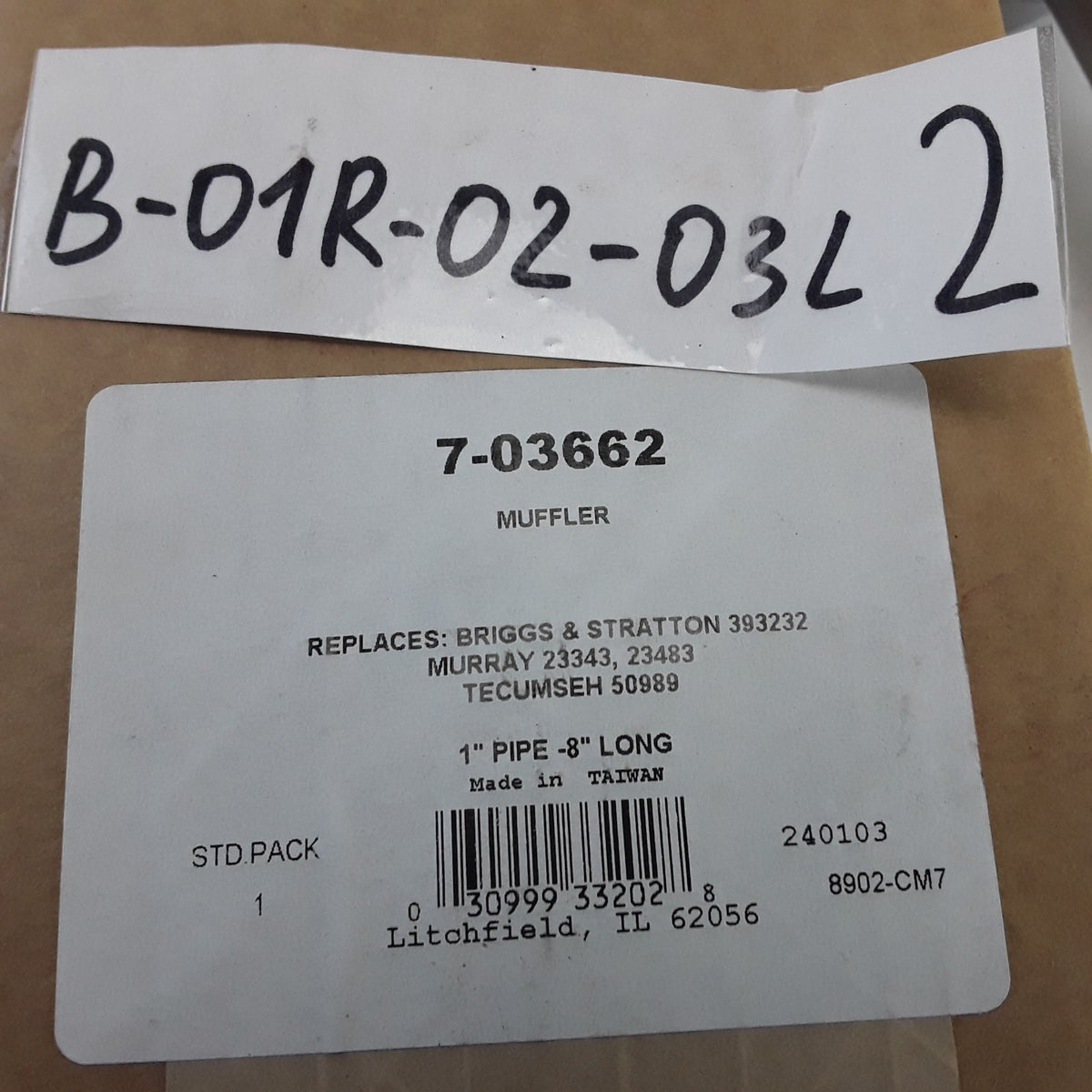 Prime Line 7-03662 Engine G-Muffler Pipe-1" Long-8" Replaces 393232 50989 23343