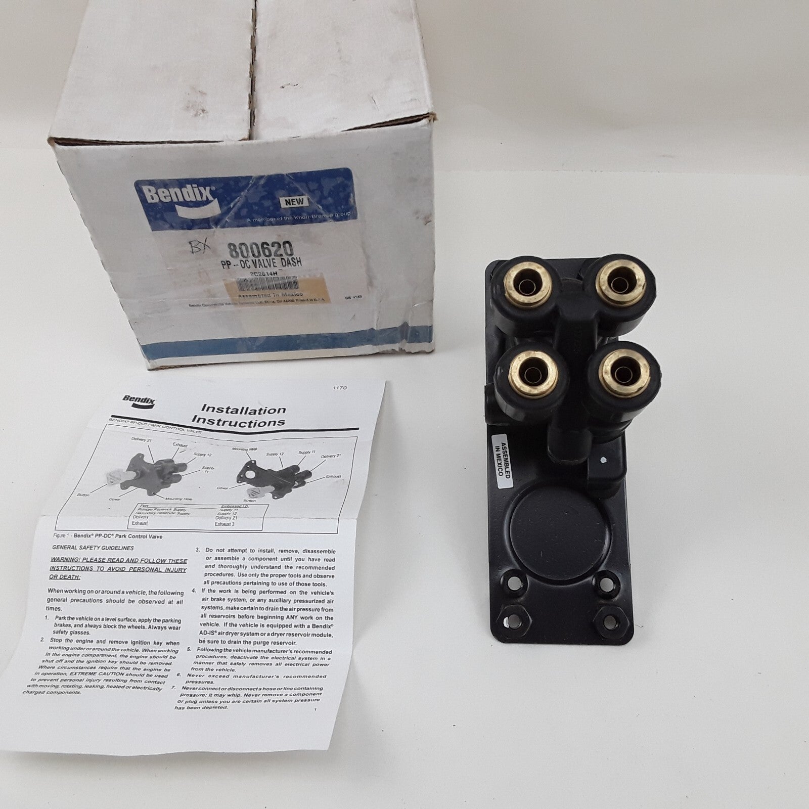 Bendix 800620 PP DC Air Brake Park Control Double Check Valve Dash Push-Pull