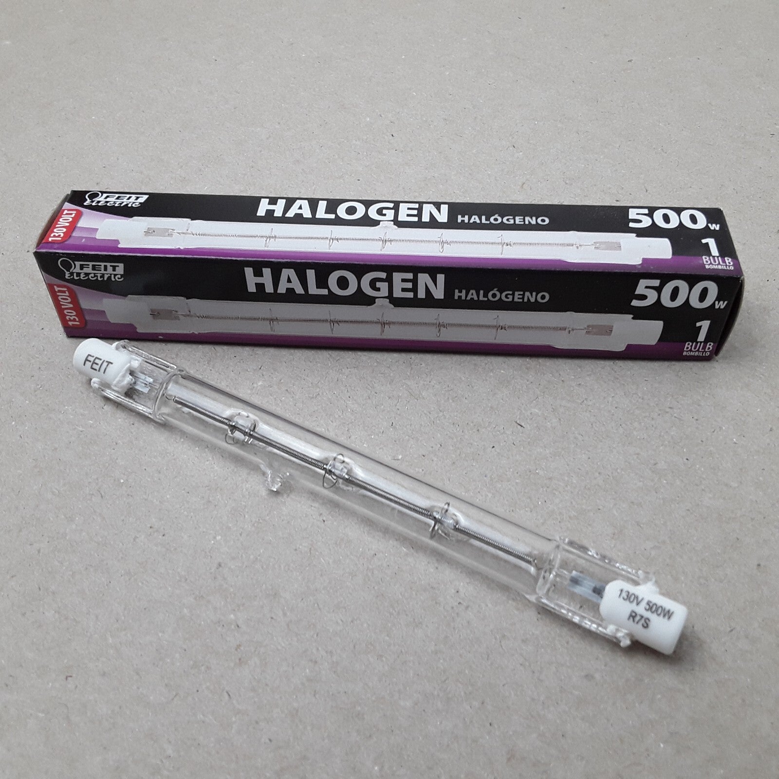 Feit Electric Q500T3/CL-130 Halogen Light Bulb, 500 Watts, 130 Volt R7S