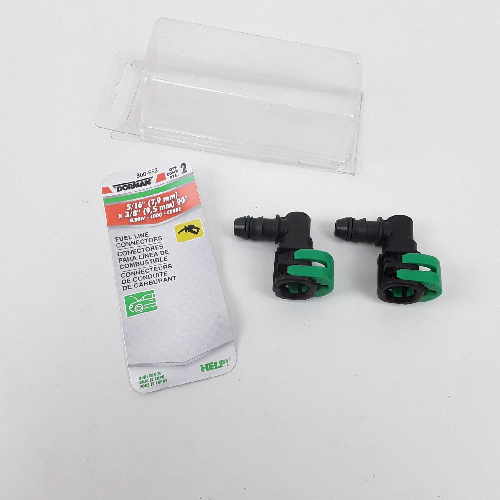 Car Fuel Line Connector 5/16 In (7.9mm)x 3/8 In (9.5mm) Elbow 90° Pack of 2