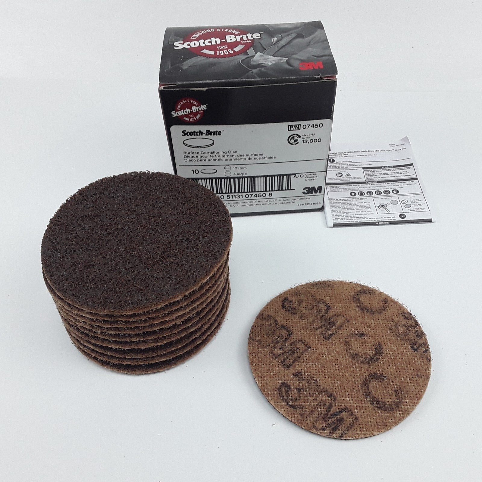 3M Automotive 07450 4" Scotch Brite Surface Conditioning Discs Coarse Brown 10pk