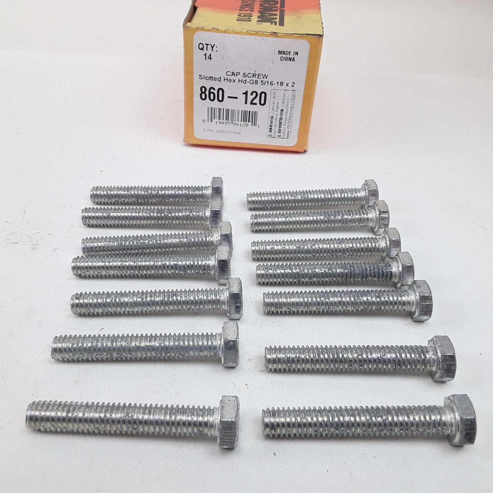 Multipurpose Grueso Bolt Cap Screw-Hex Head-Grade 8- 5/16-18 x 2 In Pack of 14