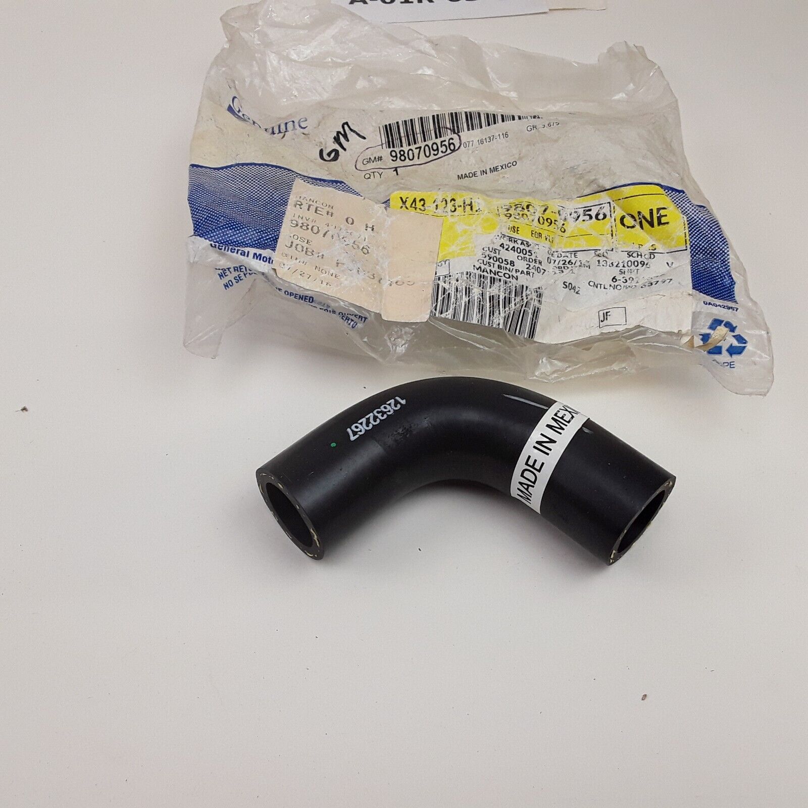 GM EGR Valve Cooling Feed Hose 98070956 for Chevrolet, GMC Models 2010-2016