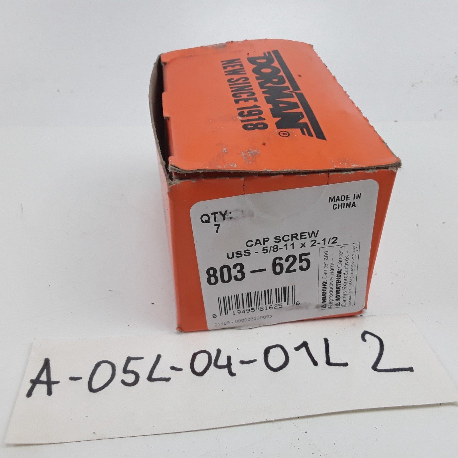 Dorman 803-625 Cap Screw-Hex Steel Head-Grade 5- 5/8-11 x 2-1/2 in Set of 7