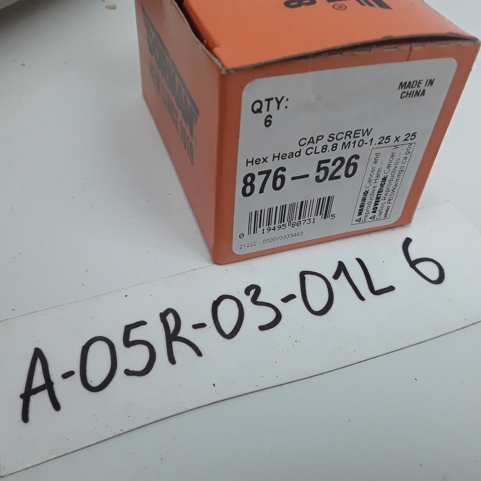Dorman 876-526 Cap Screw-Hex Steel Head-Class 8.8- M10-1.25 x 25mm Set of 6