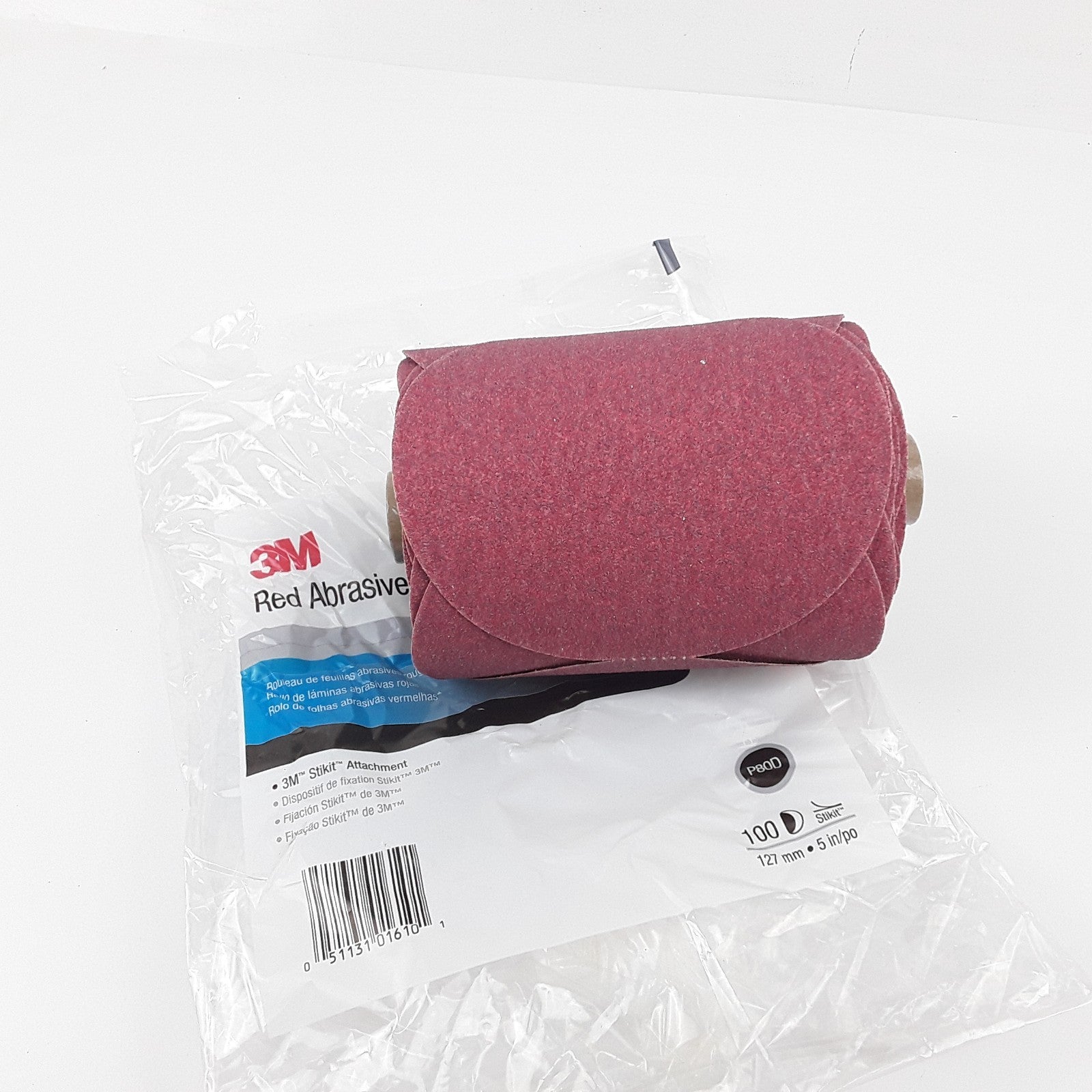 3M Red Abrasive Sanding Discs 80 Grit Disc 01610 5 In, P80, 100 Discs Per Roll