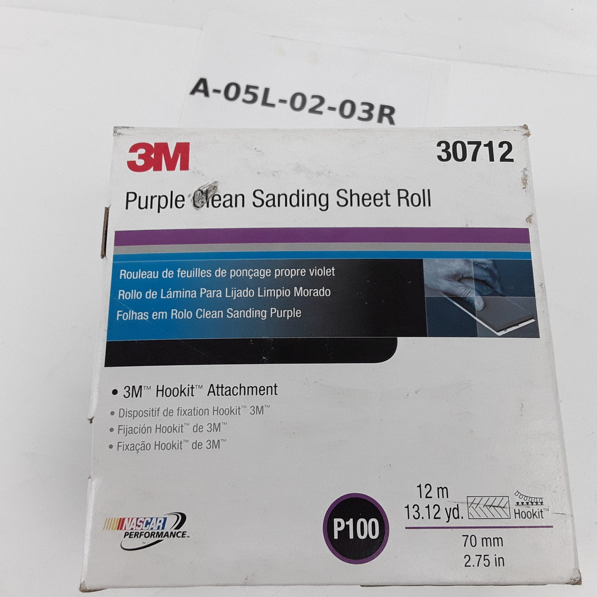 3M 30712 Hookit Purple Clean Sanding Sheet Roll P100 Grit, 70 mm x 12 m