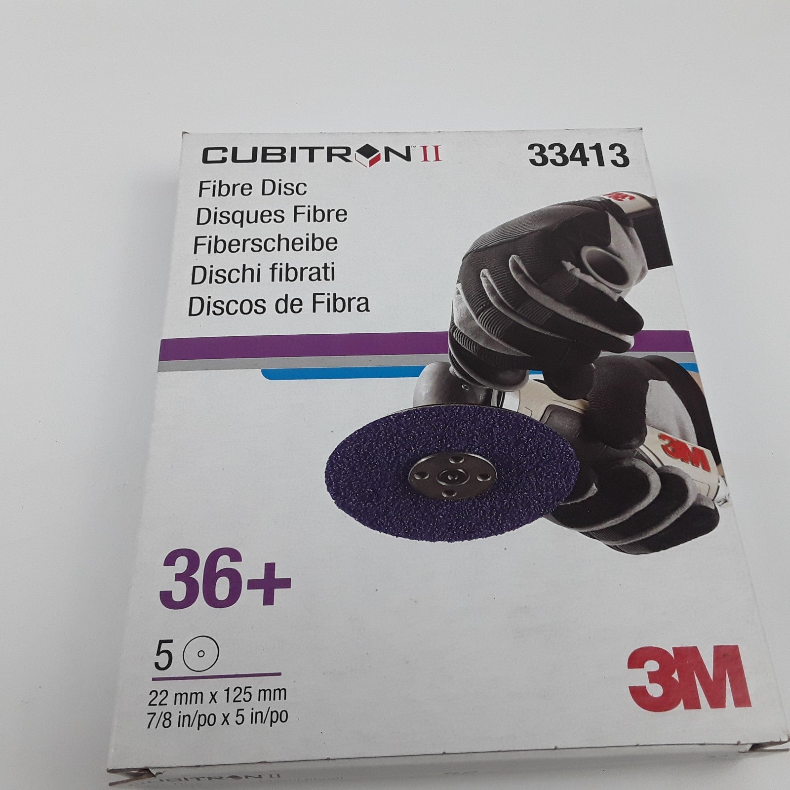 3M 33413 Cubitron II Abrasive Fibre Disc 22mm X 125 mm 7/8 in/po X 5 in/po (5pk)