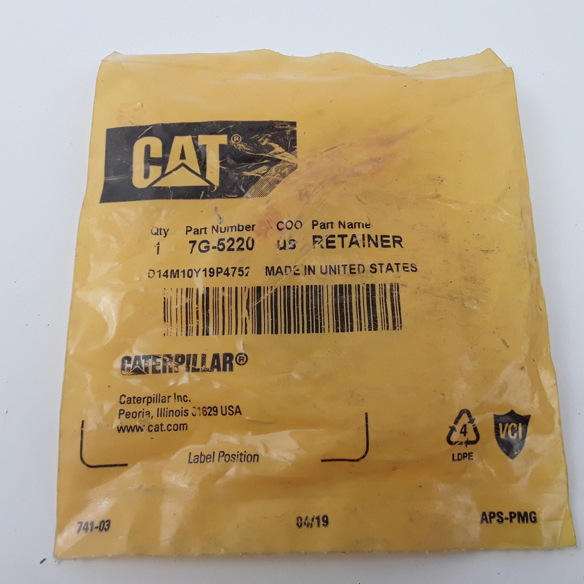 Caterpillar 7G-5220 M12 Steel Flat Washer Heavy Duty Inner 0.531" Outer 2.362"