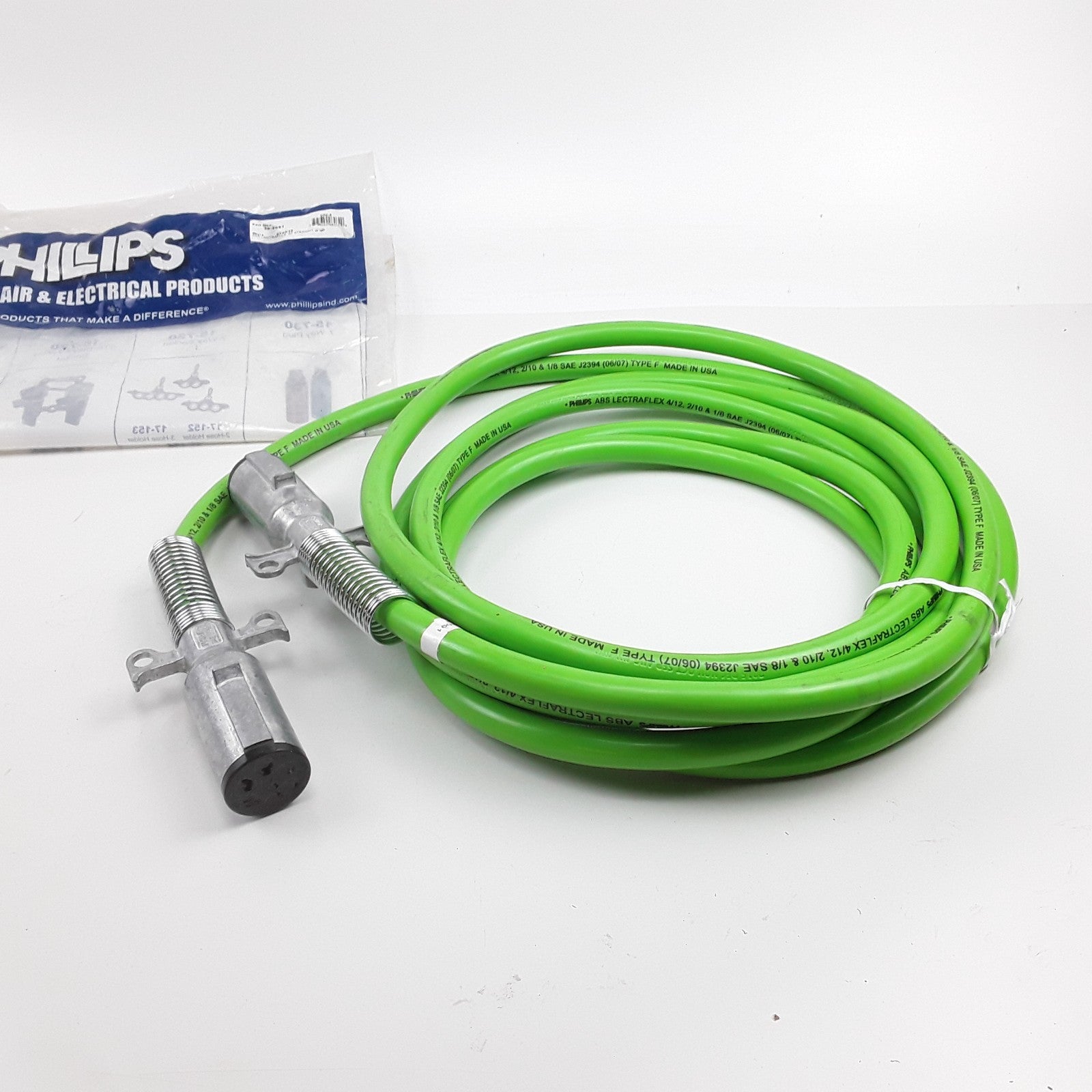 20 Feet ABS Lectraflex Power Cable Zinc-Die Plug Straight For Heavy Duty Trailer