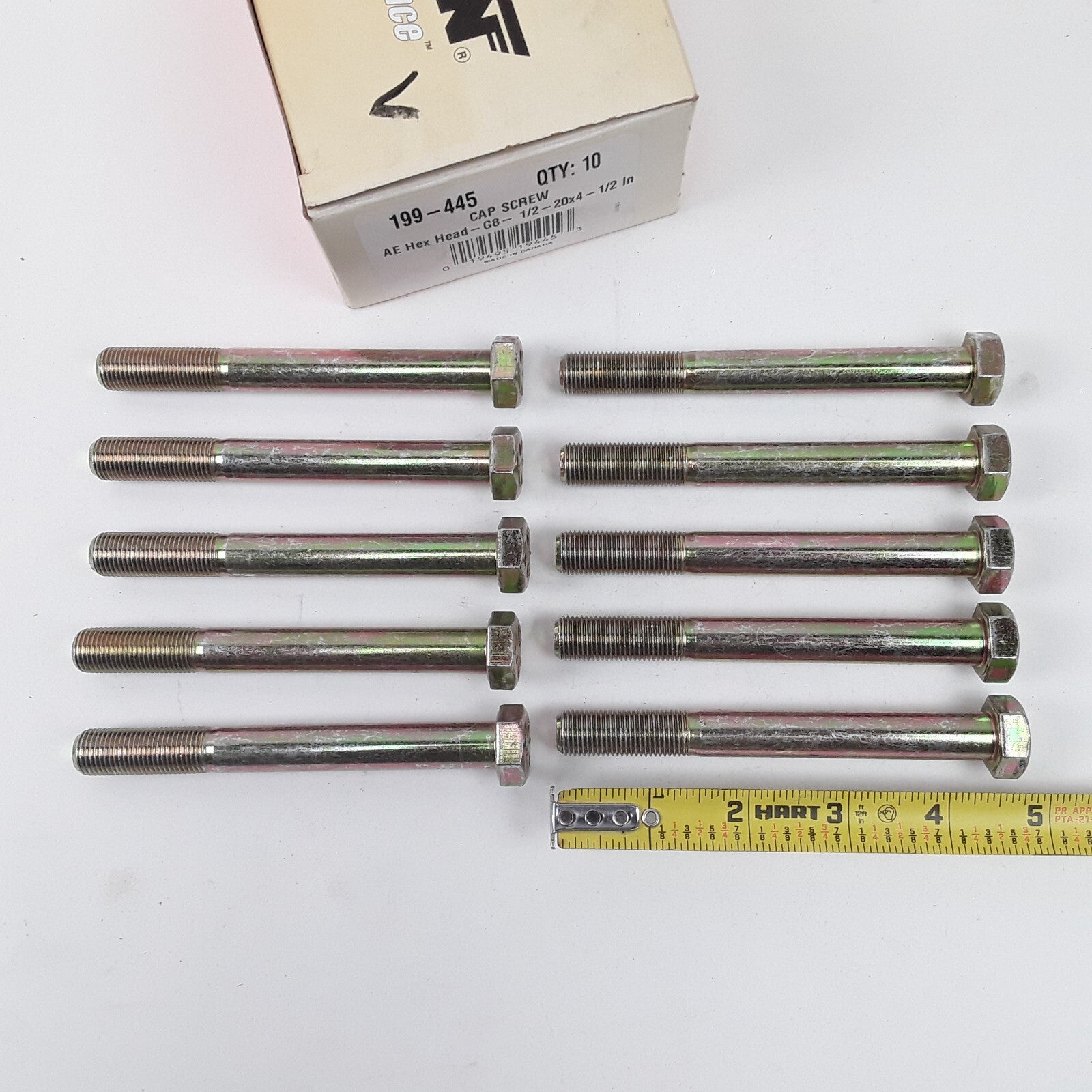 10 pcs Multipurpose Car Truck Bolt Cap Screw-Hex Head-Grade 8- 1/2-20 x 4-1/2 In