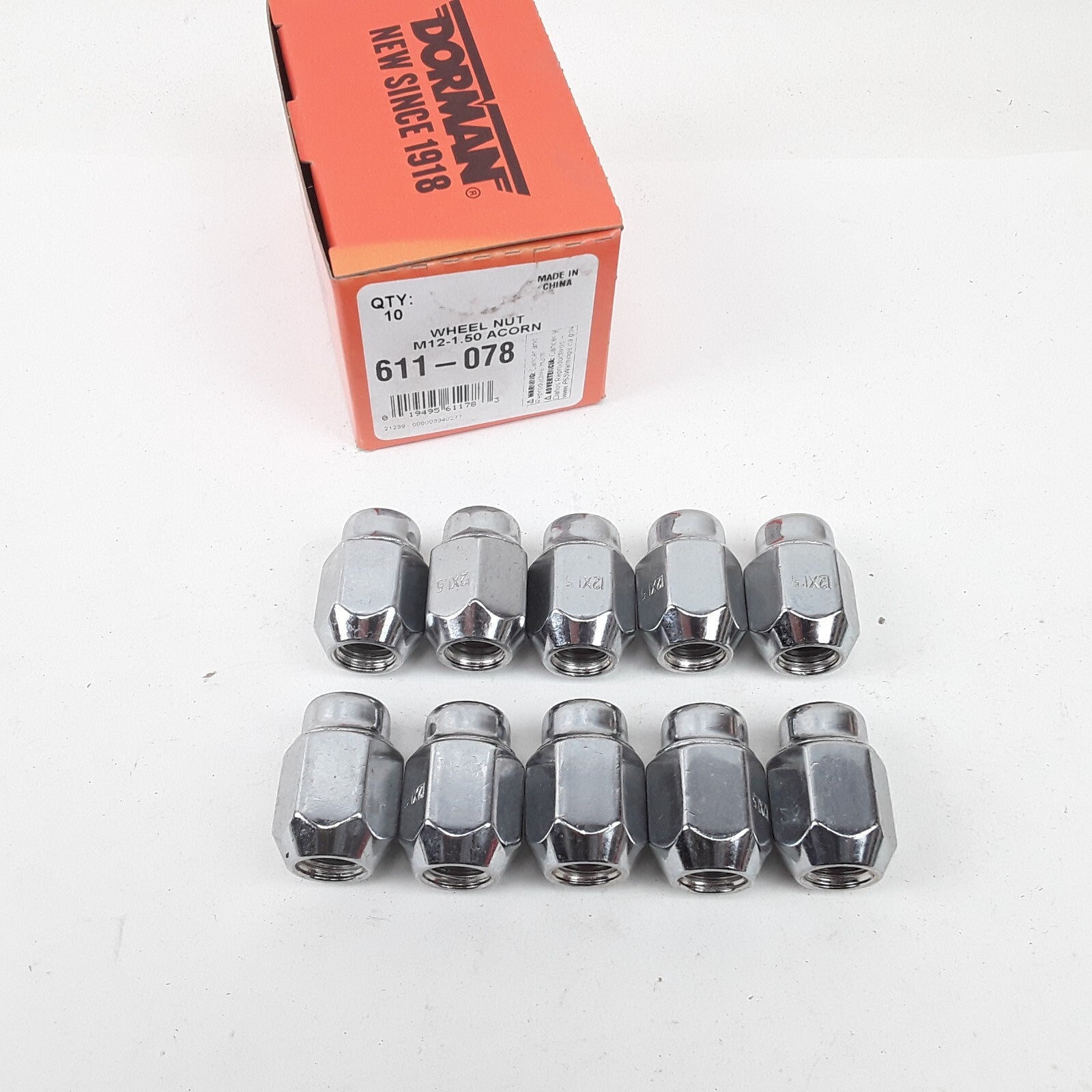 Wheel Nut M12-1.50 Acorn 21mm Hex 33.5mm Length Fits Dodge Mazda Toyota Plymouth