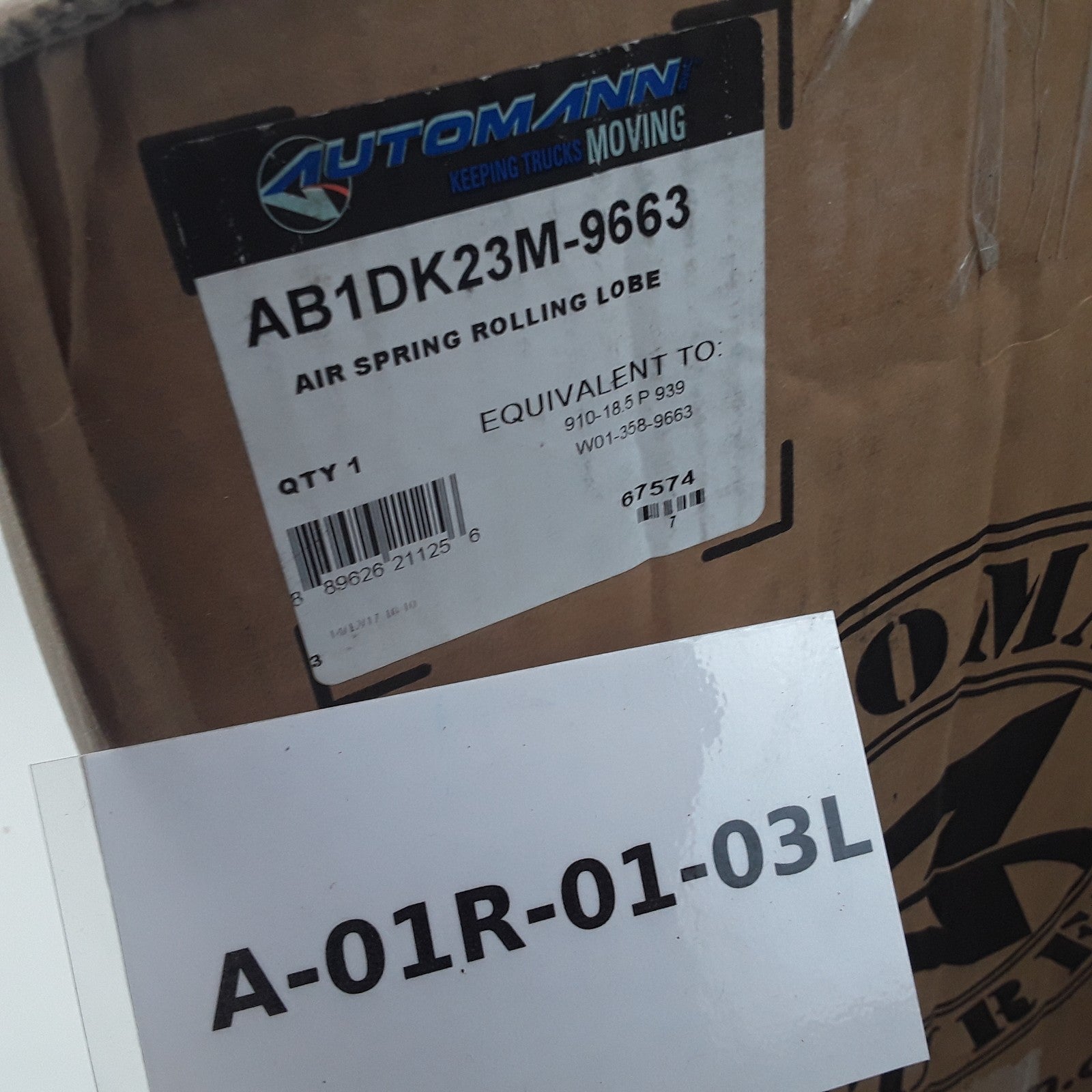 Automann AB1DK23M-9663 Super Cushion Rolling Lobe Air Springs Heavy Duty