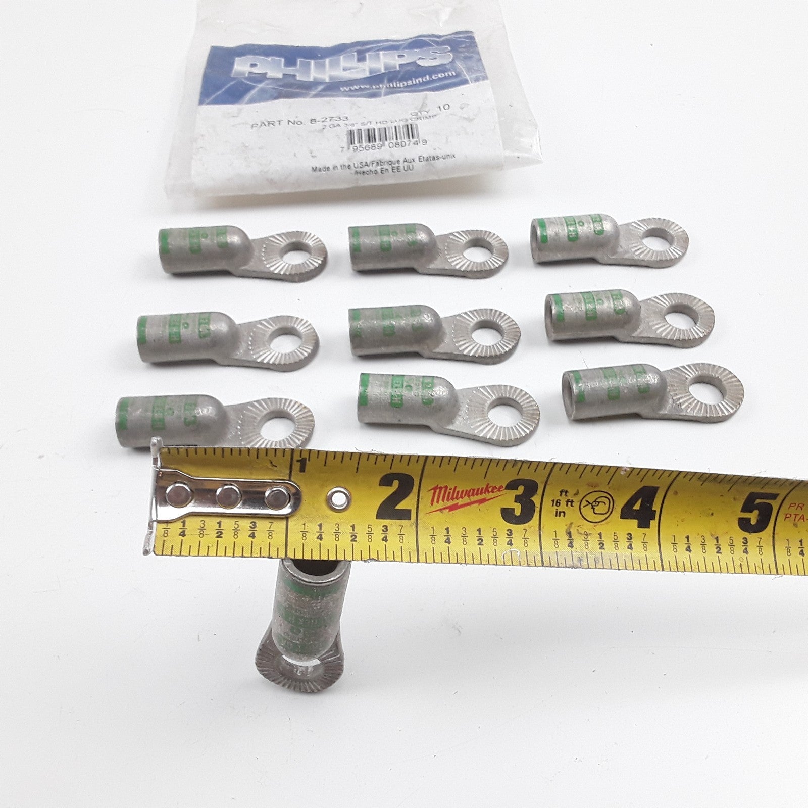 2 GA 3/8" Inches S/T HD Wire Connector Ring Terminals Cable Lug Crimp Pack of 10