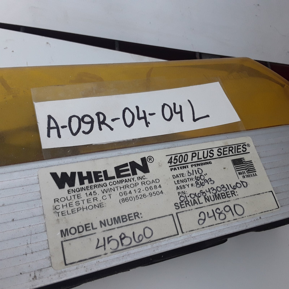 Whelen 45B60 4500 Plus Series Super-LED Emergency Light Bar 60"