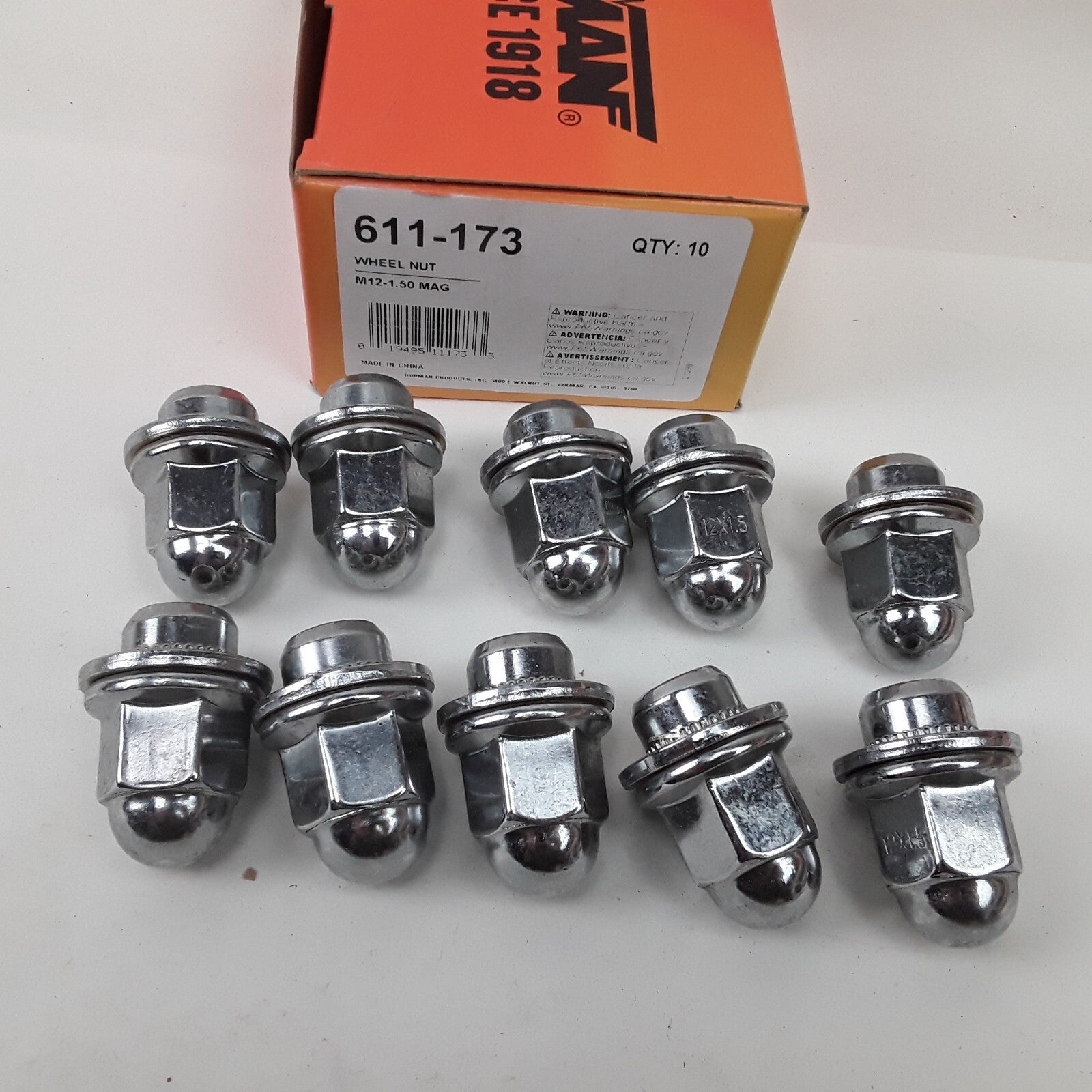 Set of 10 Wheel Nut M12-1.50 Mag - 21mm Hex, 40.5mm Length Fits Toyota 1979-1989