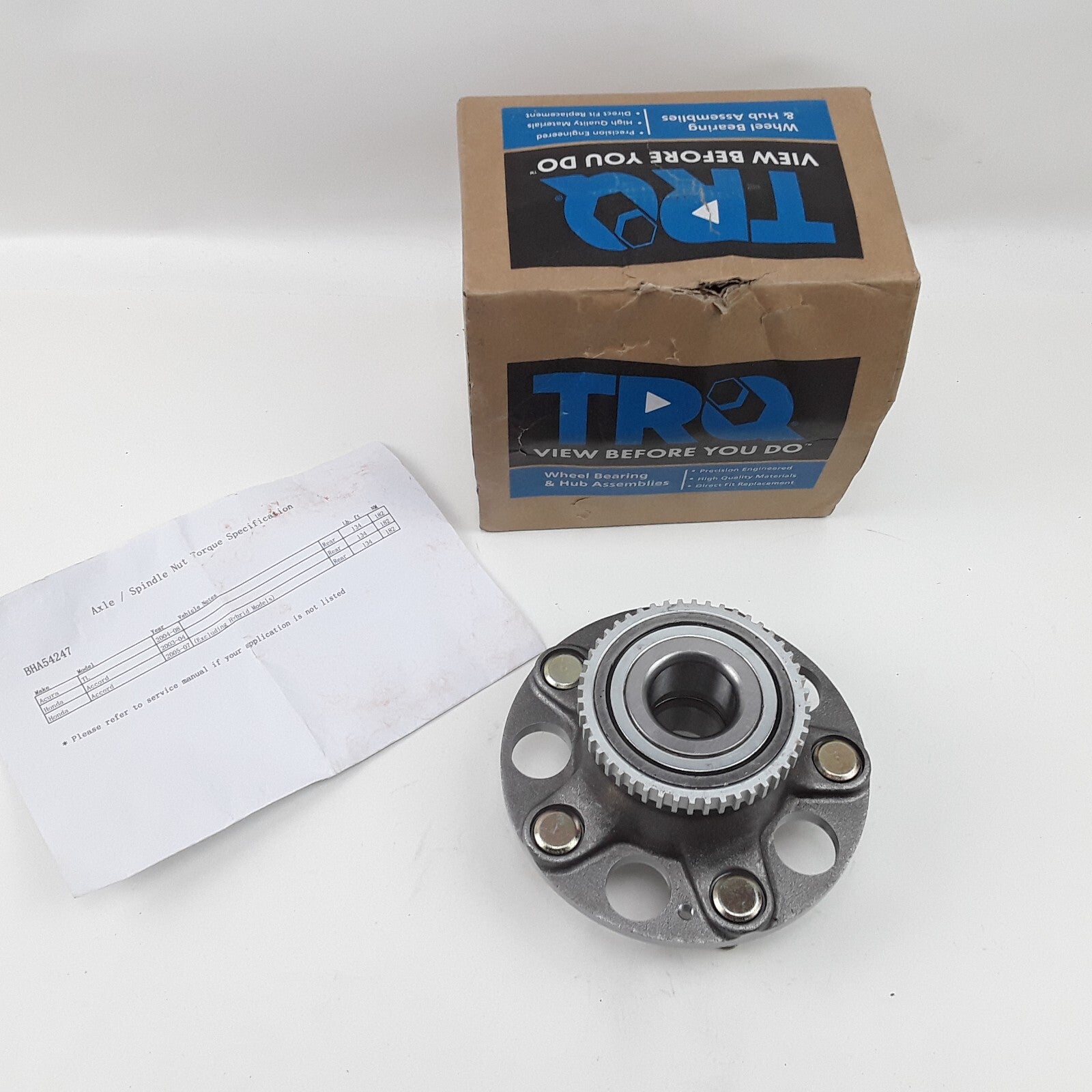 TRQ BHA54247 Rear Wheel Bearing & Hub Assembly For Honda Accord Acura TL 2003-08