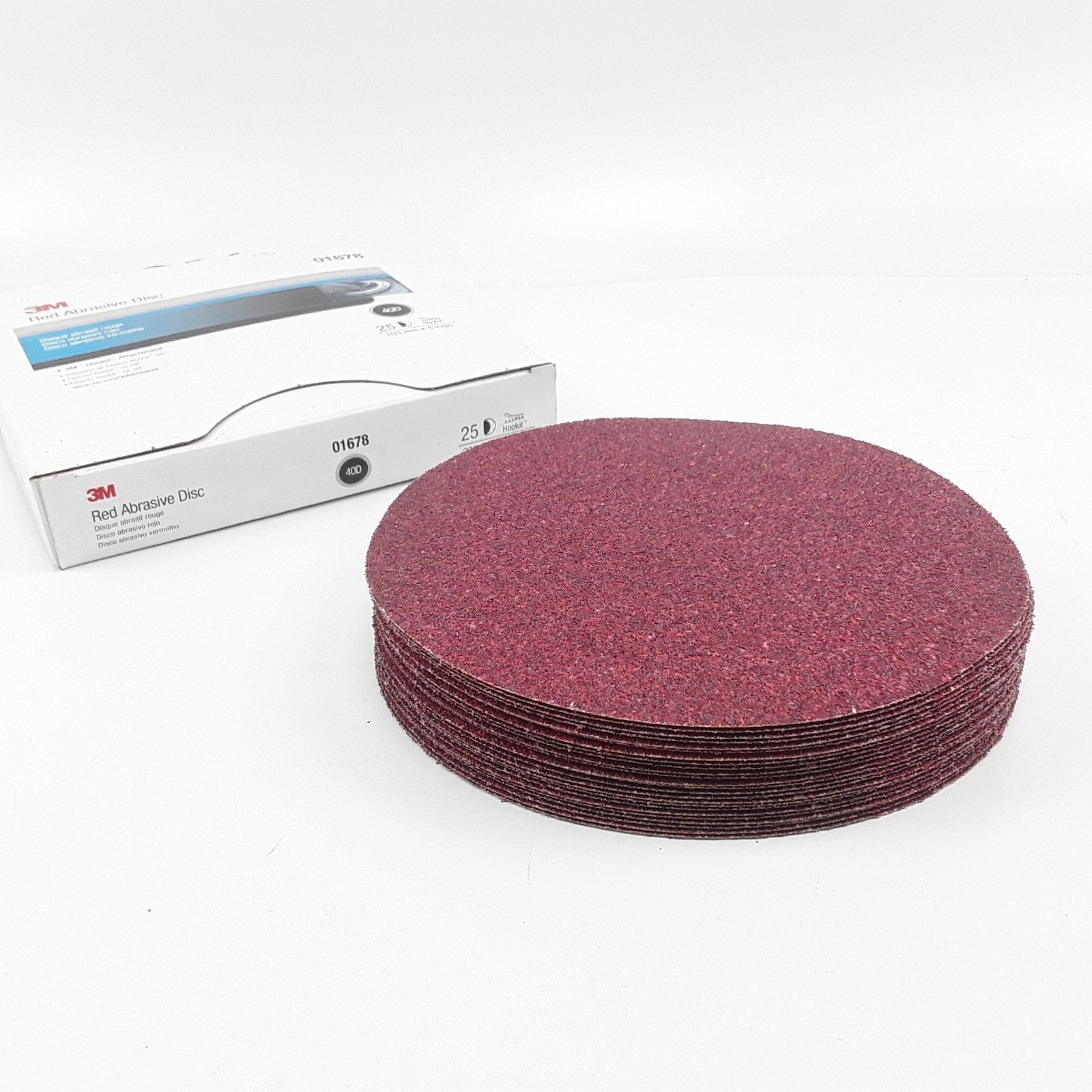 3M 01678 Red Abrasive Disc Hookit Attachment 203mm/8in P40 40 GRIT 8" Box of 25