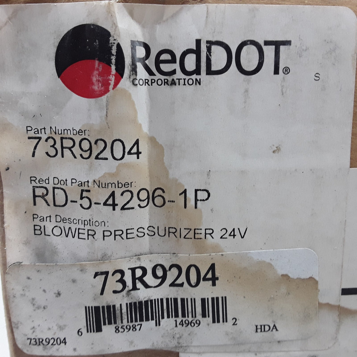 Red Dot 73R9204 HVAC Blower Motor For 24V Red Dot Booster Pressurizer Systems