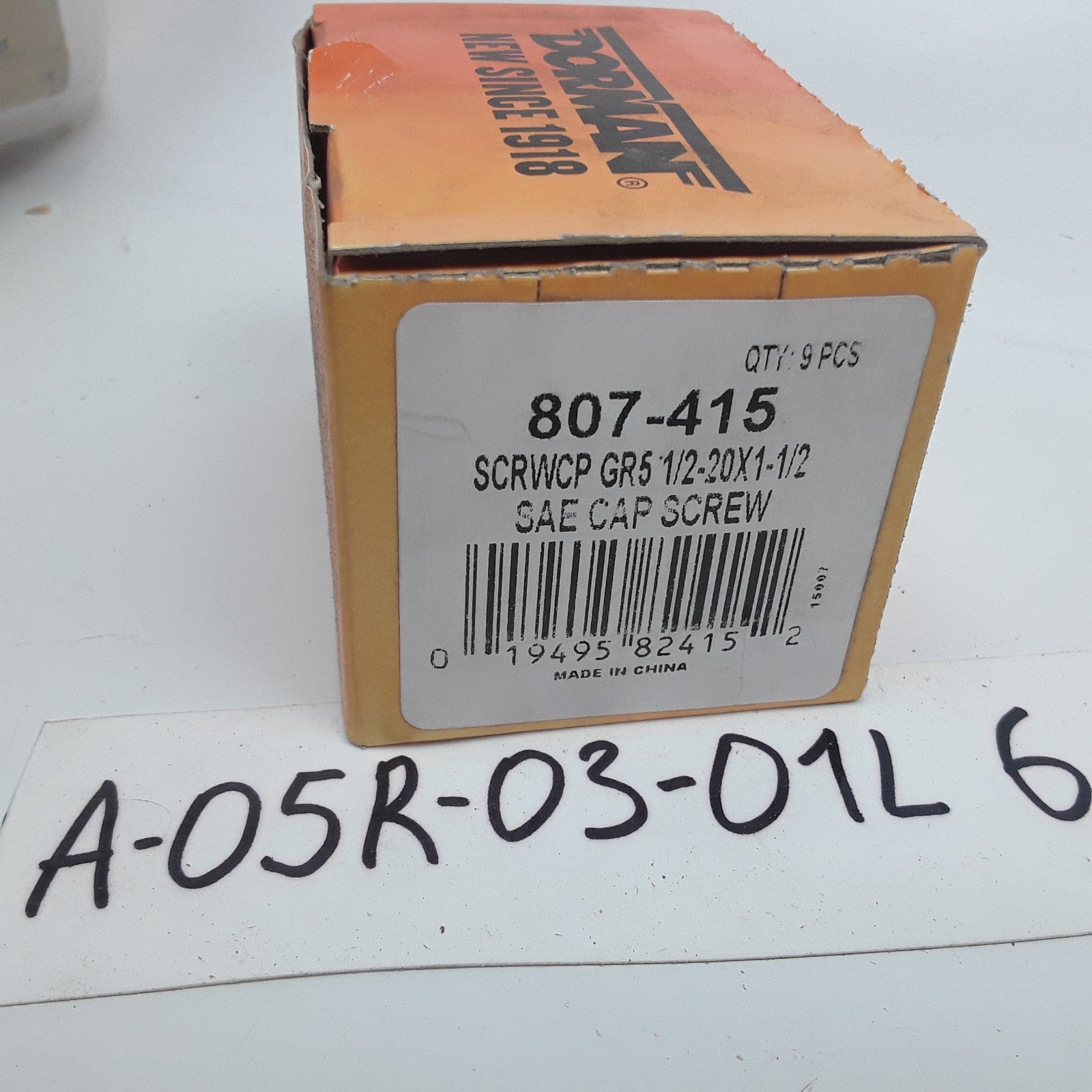 Dorman 807-415 Cap Screw-Hex Steel Head-Grade 5- 1/2-20 x 1-1/2 in Set of 9