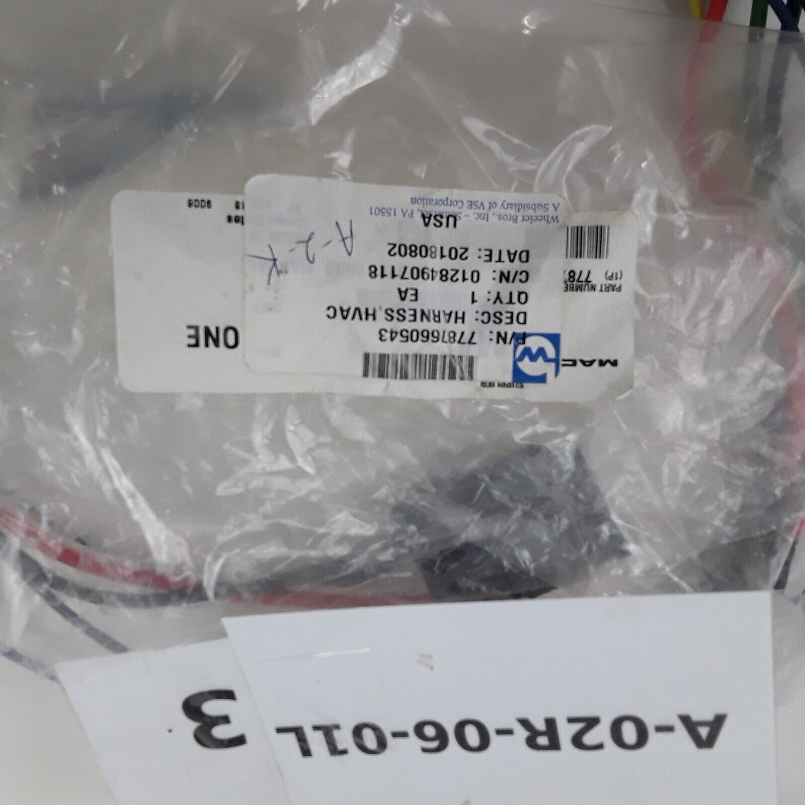 MACK HVAC HARNESS MANUAL WIRE HEATER AIR CONDITIONER TEMPERATURE CONTROL