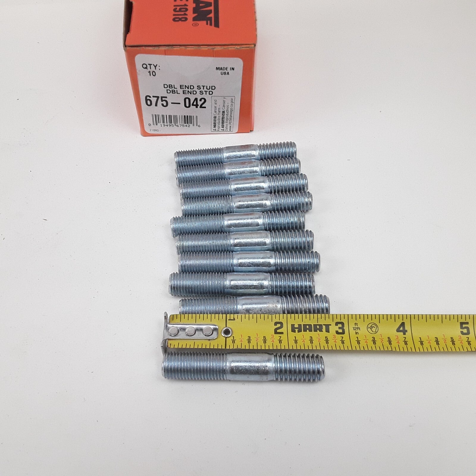 Car Truck Double Ended Stud - 7/16-14 x 13/16 In. and 7/16-20 x 1 In Pack of 10