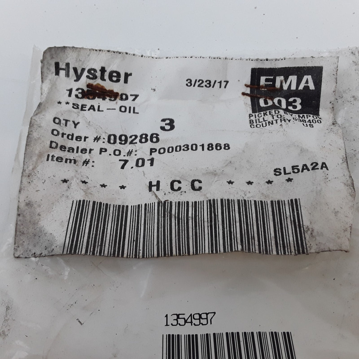 Oil Seal Fits Hyster J40XM2 E65XM2 S60XM J55XM2 J50XM2 J50Z E50Z J60XM2 Forklift
