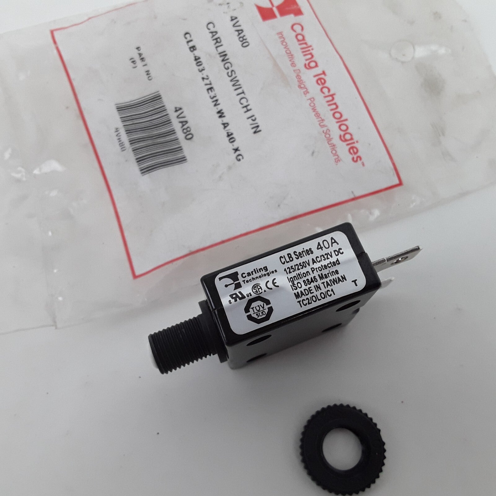 CLB Series Push to Reset Panel Mount AC/DC 40 amp Marine Circuit Breaker