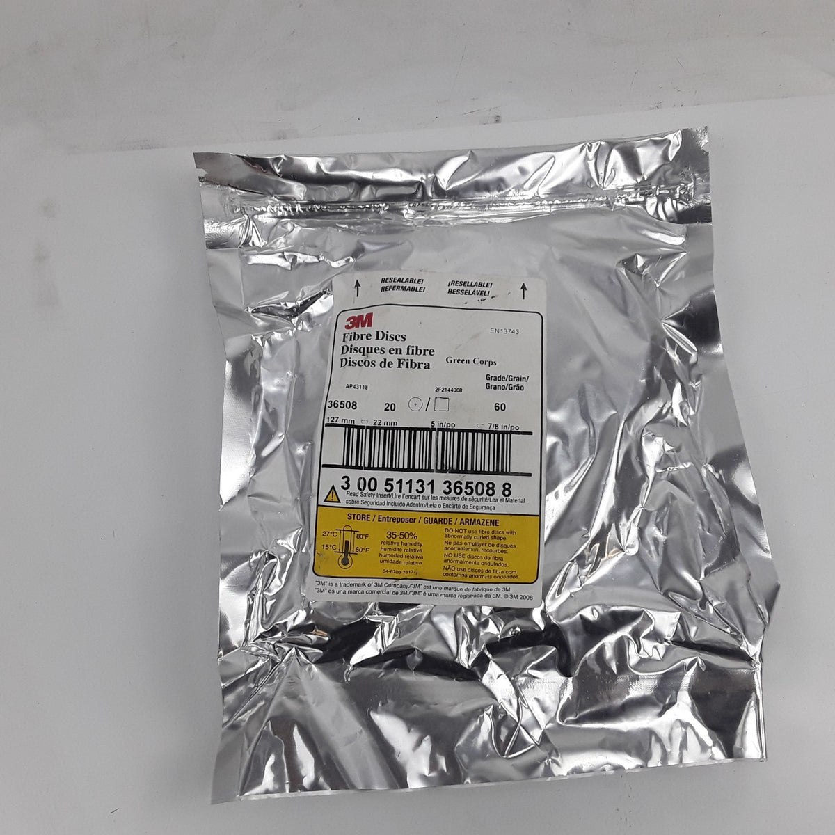 3M 36508 Green Corps Fibre Disc 60-Grit 5-inche 127mm 20 Discs Per Bag