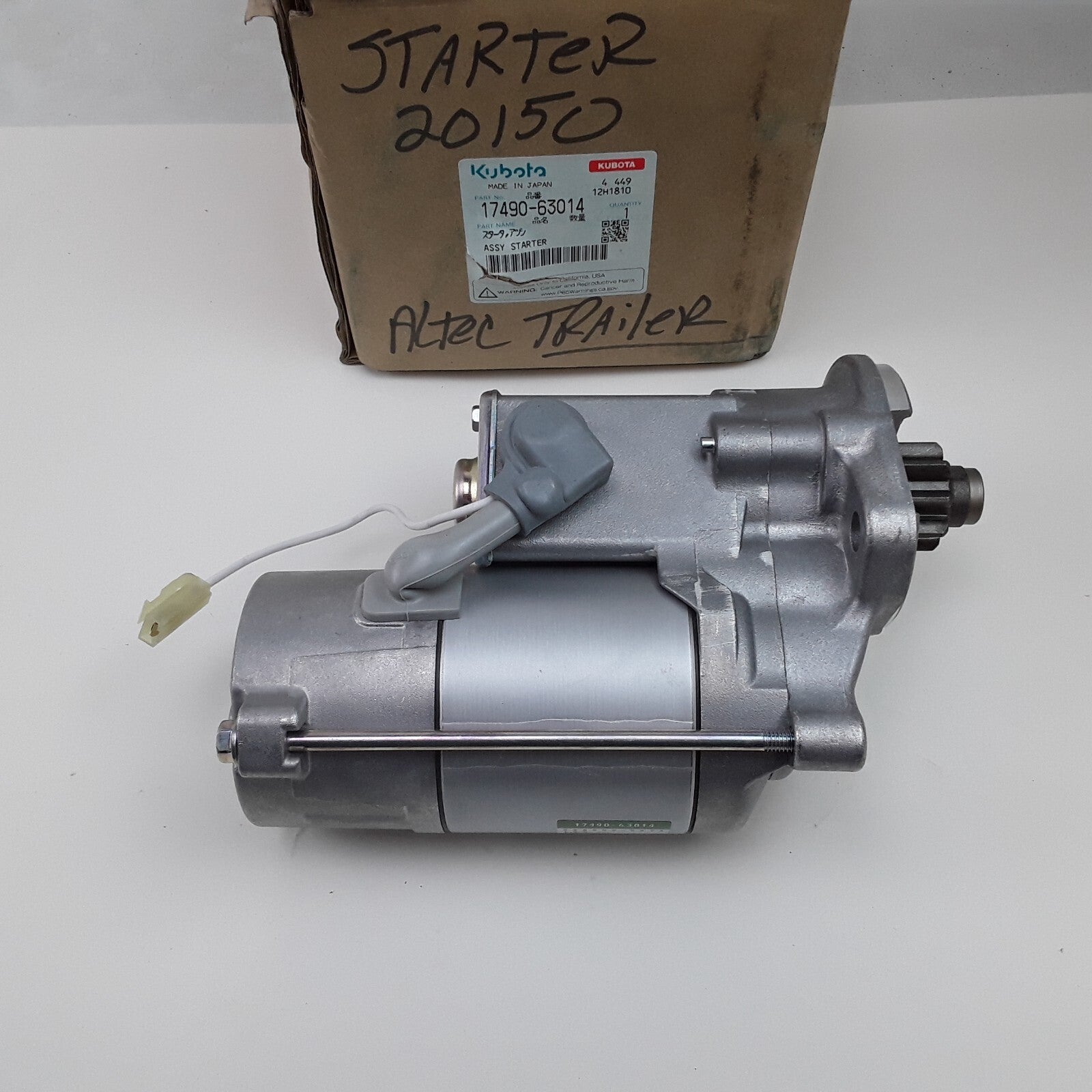 OEM Kubota 17490-63014 12V Starter Motor Compatible with Kubota V2203 Engine