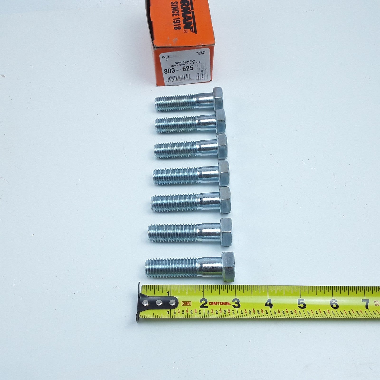 Dorman 803-625 Cap Screw-Hex Steel Head-Grade 5- 5/8-11 x 2-1/2 in Set of 7