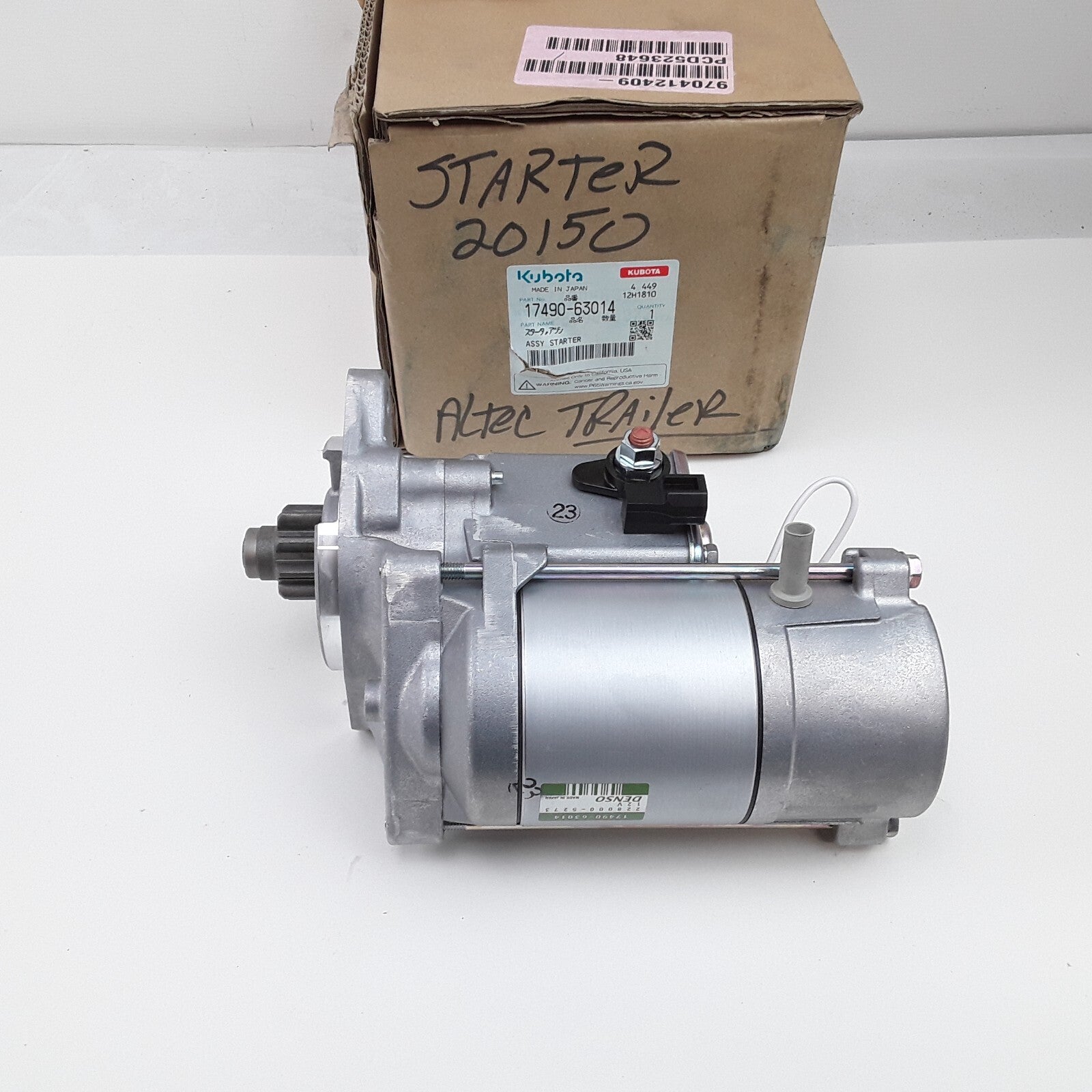 OEM Kubota 17490-63014 12V Starter Motor Compatible with Kubota V2203 Engine