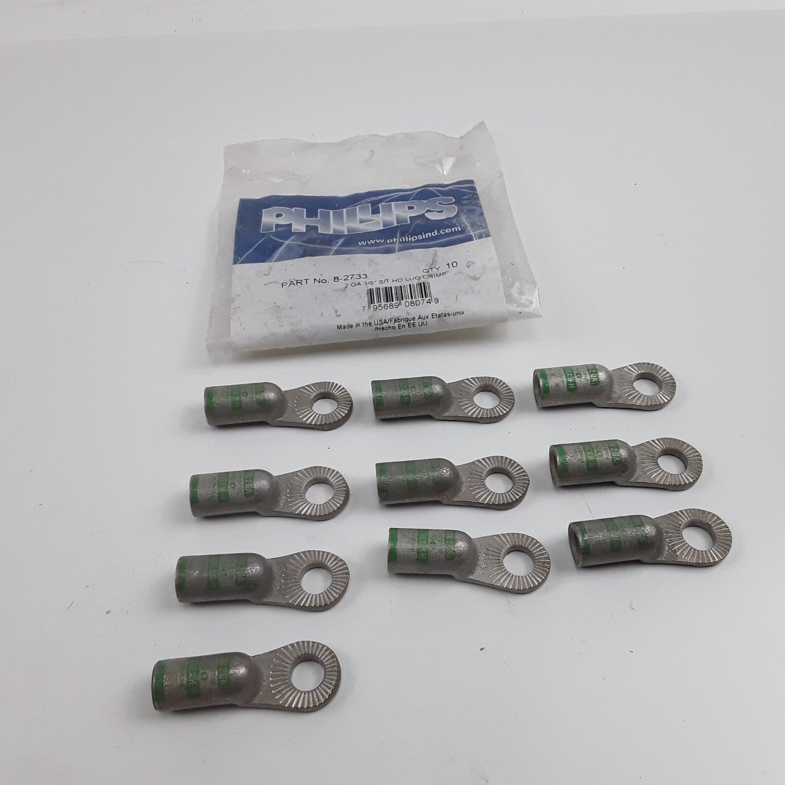 2 GA 3/8" Inches S/T HD Wire Connector Ring Terminals Cable Lug Crimp Pack of 10