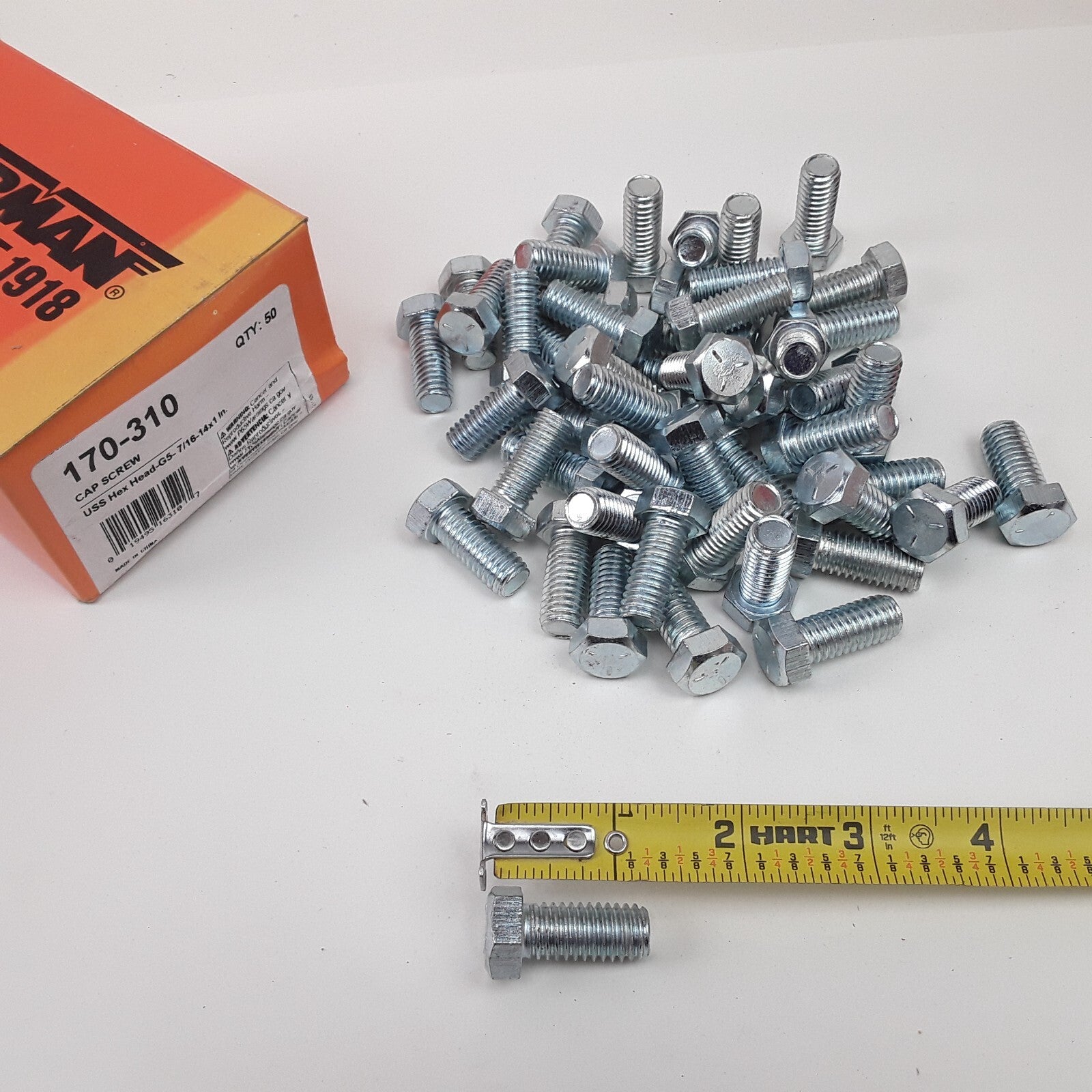 Multipurpose Car Truck Bolt Cap Screw-Hex Head-Grade 5- 7/16-14 x 1" Pack of 50