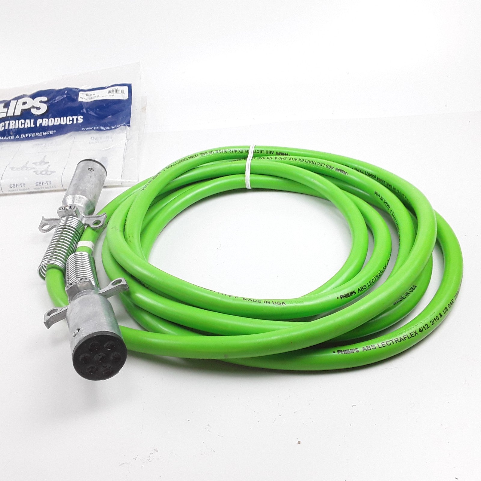 20 Feet ABS Lectraflex Power Cable Zinc-Die Plug Straight For Heavy Duty Trailer