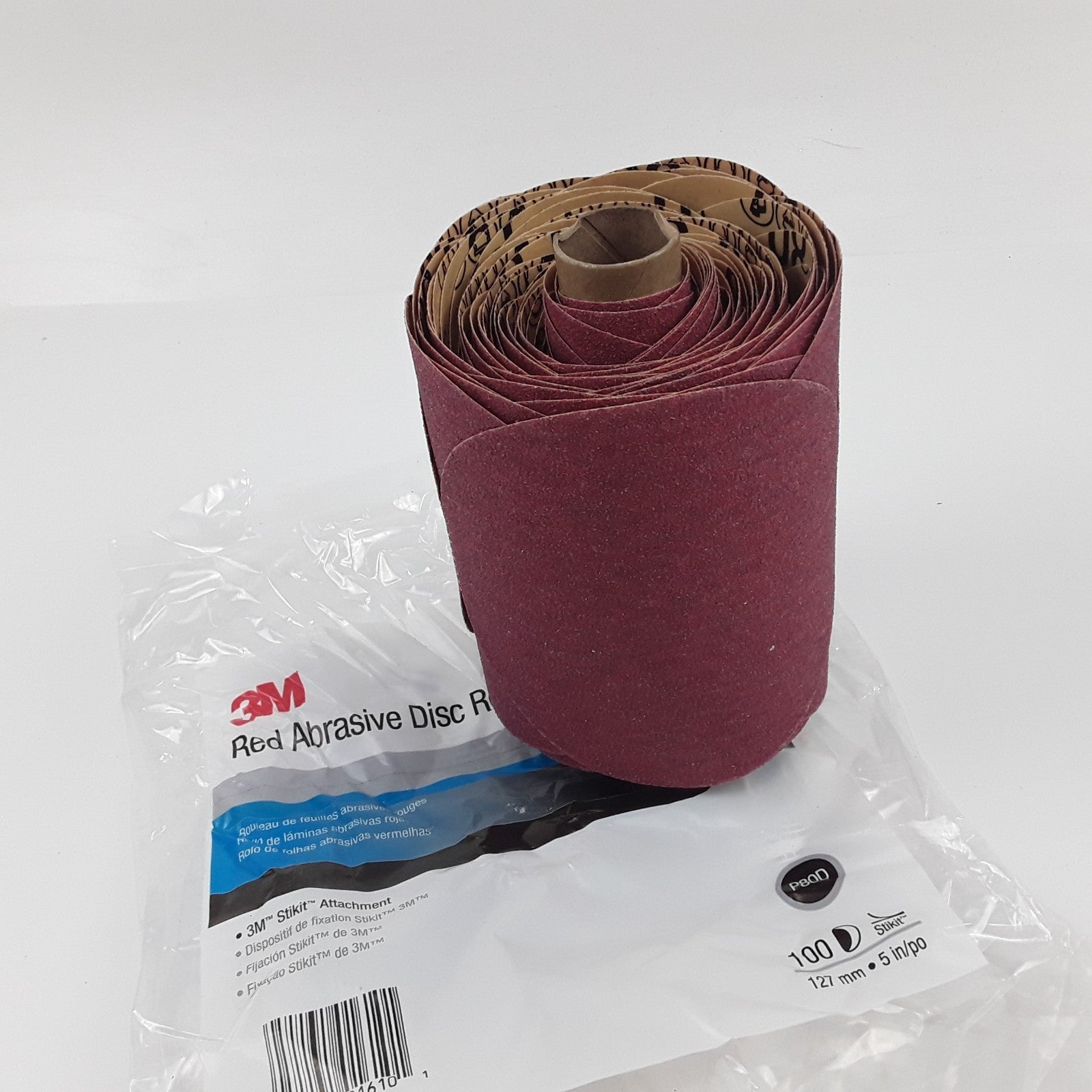 3M Red Abrasive Sanding Discs 80 Grit Disc 01610 5 In, P80, 100 Discs Per Roll